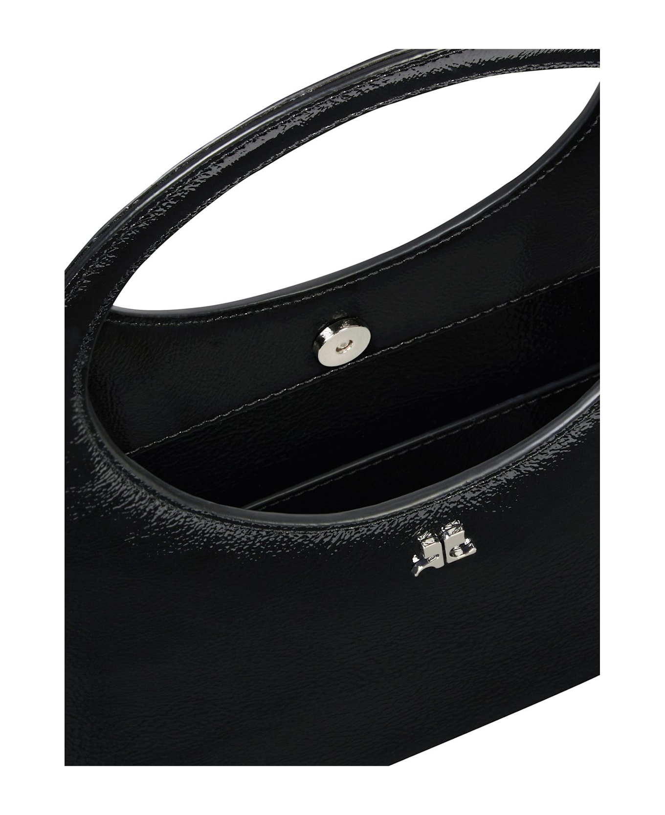 Courrèges Logo Plaque Top Handle Bag - Black