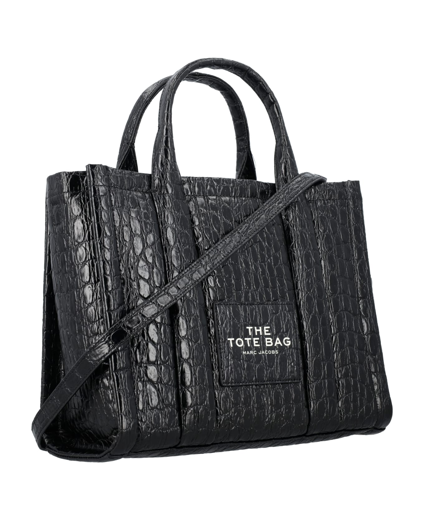 Marc Jacobs The Croc-embossed Medium Tote - BLACK トートバッグ