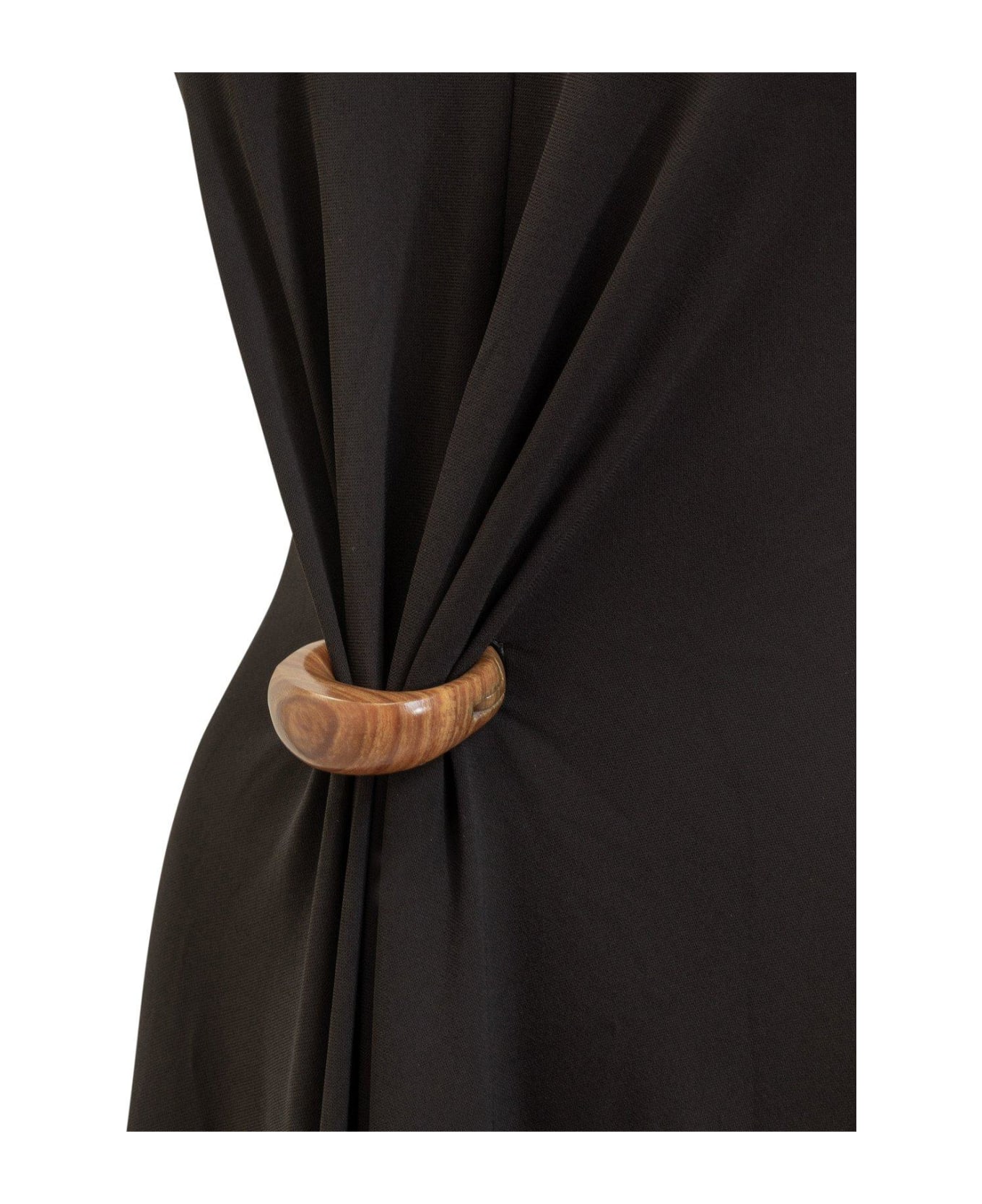 Ferragamo Ruched Detail Flared Hem Dress - BLACK
