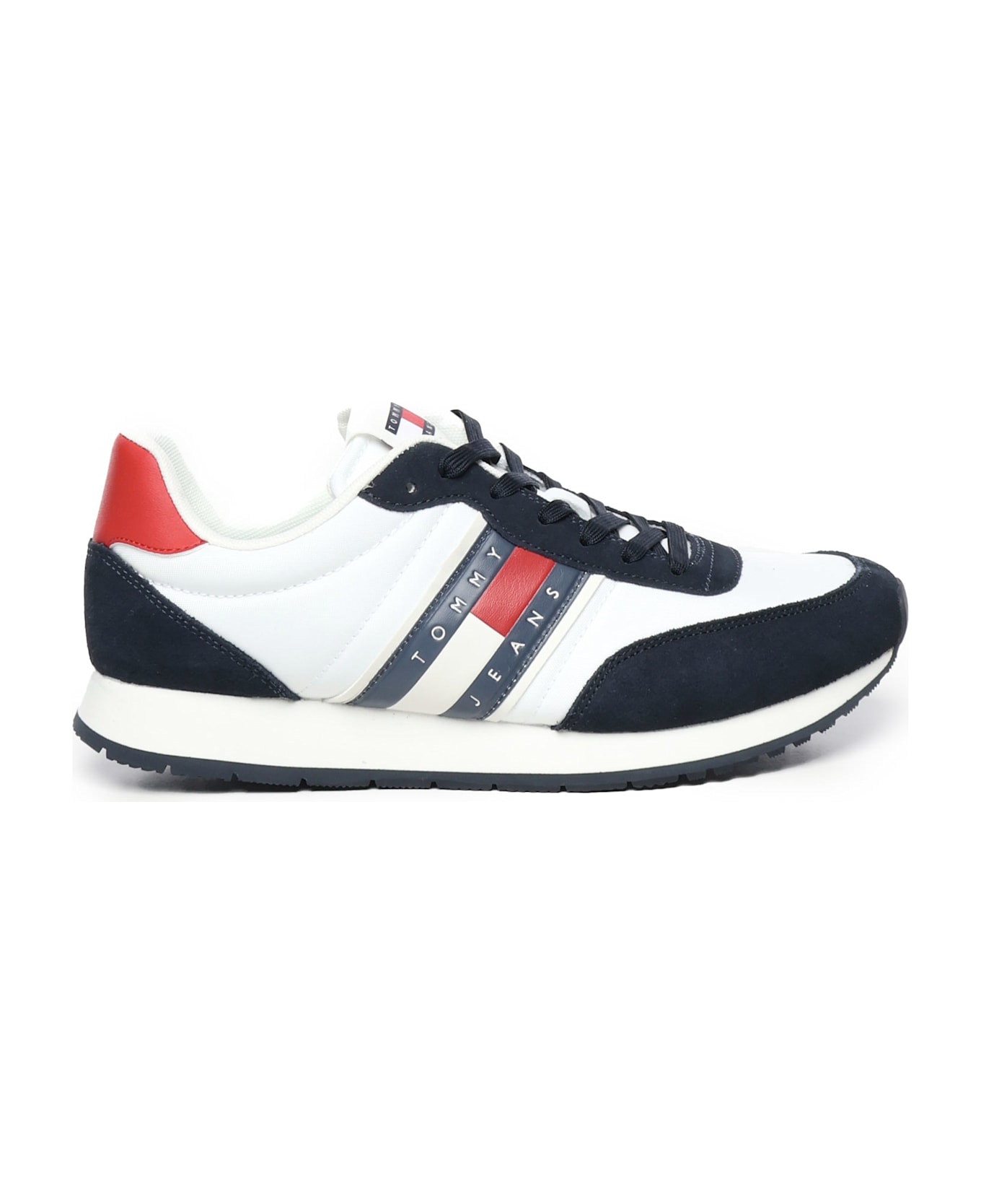 Tommy Hilfiger Sneakers Running In Camoscio Con Logo - BLACK, white