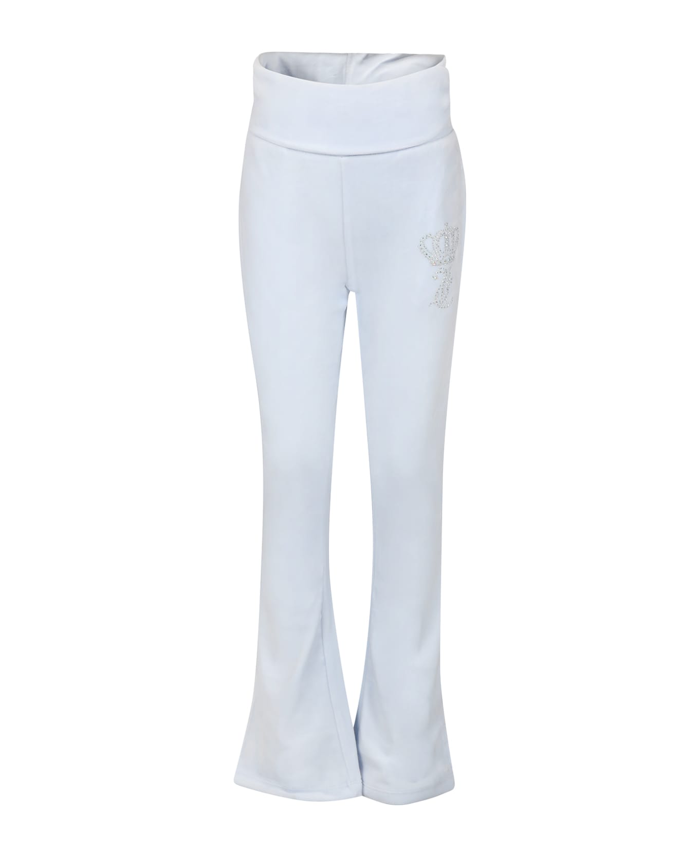 Juicy Couture Light Blue Trousers For Girl With Logo - Light Blue