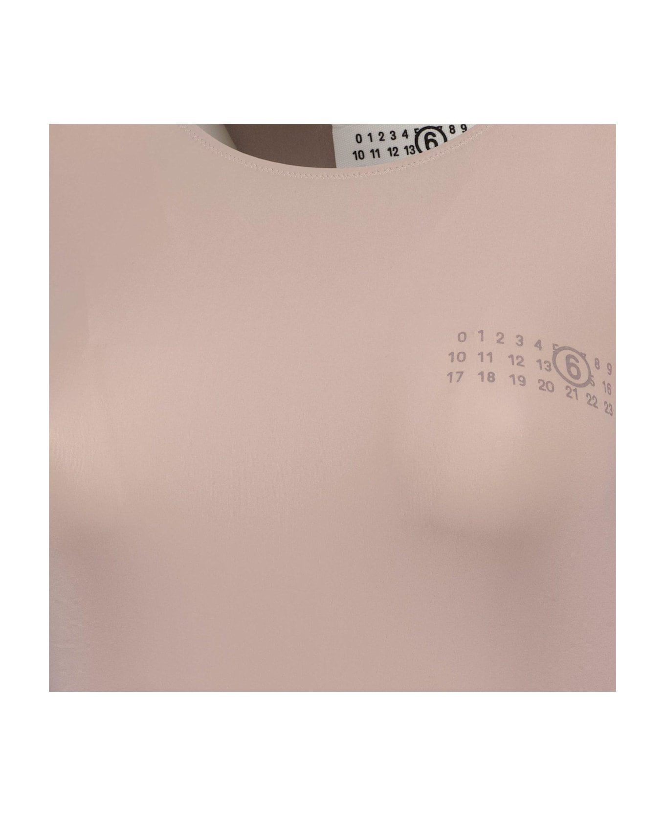 MM6 Maison Margiela Crewneck Long-sleeved Jumpsuit - BEIGE
