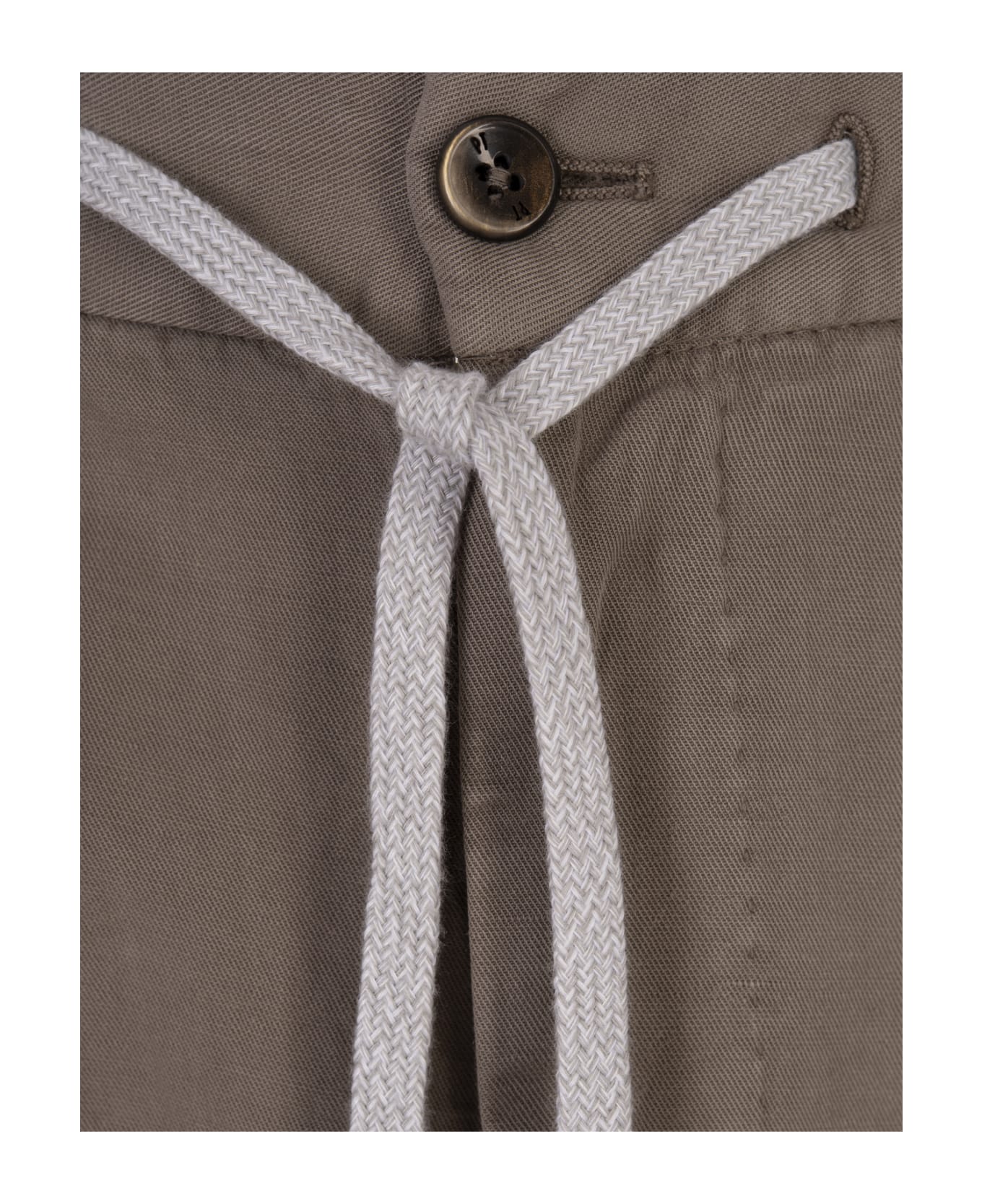PT Torino Mud Linen Blend Soft Fit Trousers - Brown