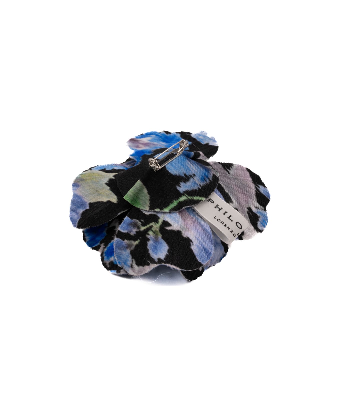 Philosophy di Lorenzo Serafini Flower Brooch In Black Blue Fabric - Blu/nero ブローチ