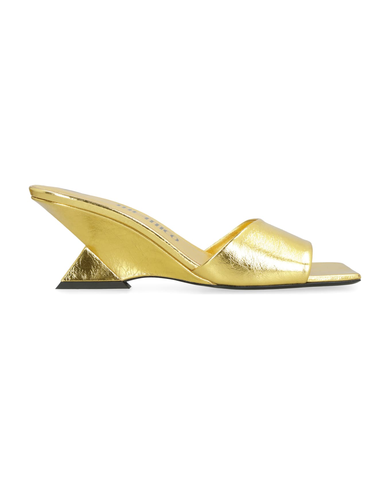 The Attico Cheope Leather Mules - Gold