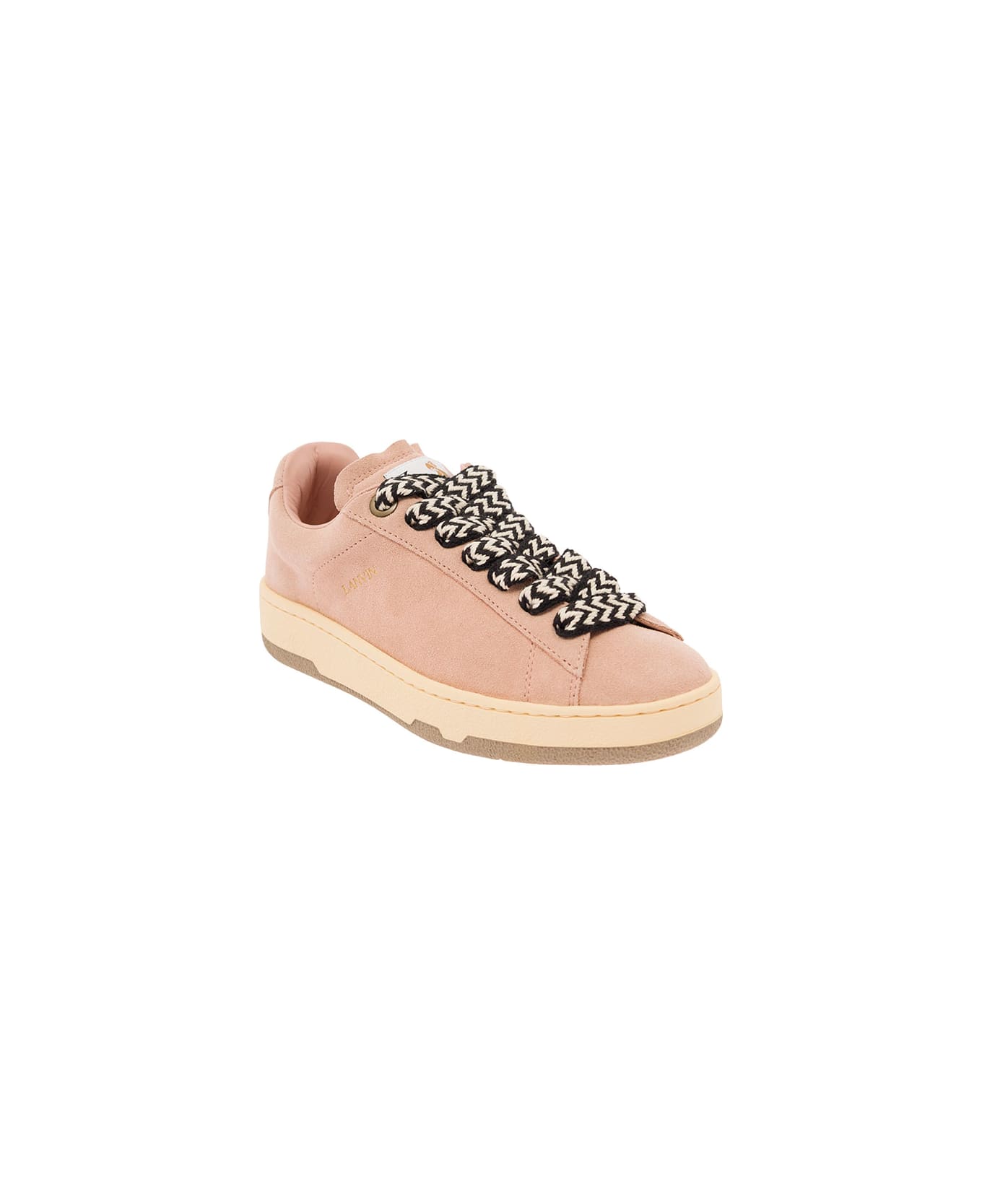 Lanvin 'lite Curb' Pink Low Top Sneakers With Oversized Multicolor Laces In Suede Woman - Pink スニーカー