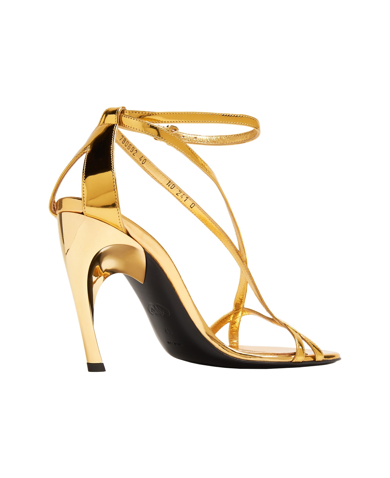 Alexander McQueen Gold Armadillo Metallic Leather Sandals - Gold