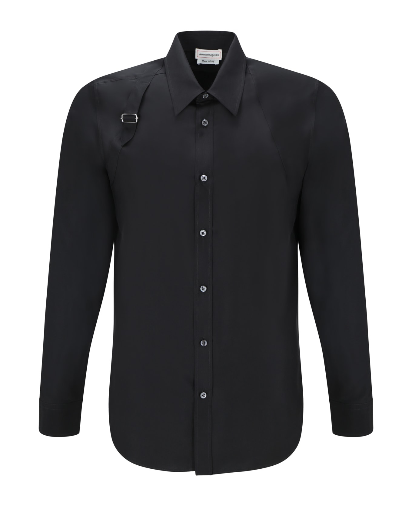 Alexander McQueen Long Sleeved Shirt With Harness Detail In Silk - Black シャツ