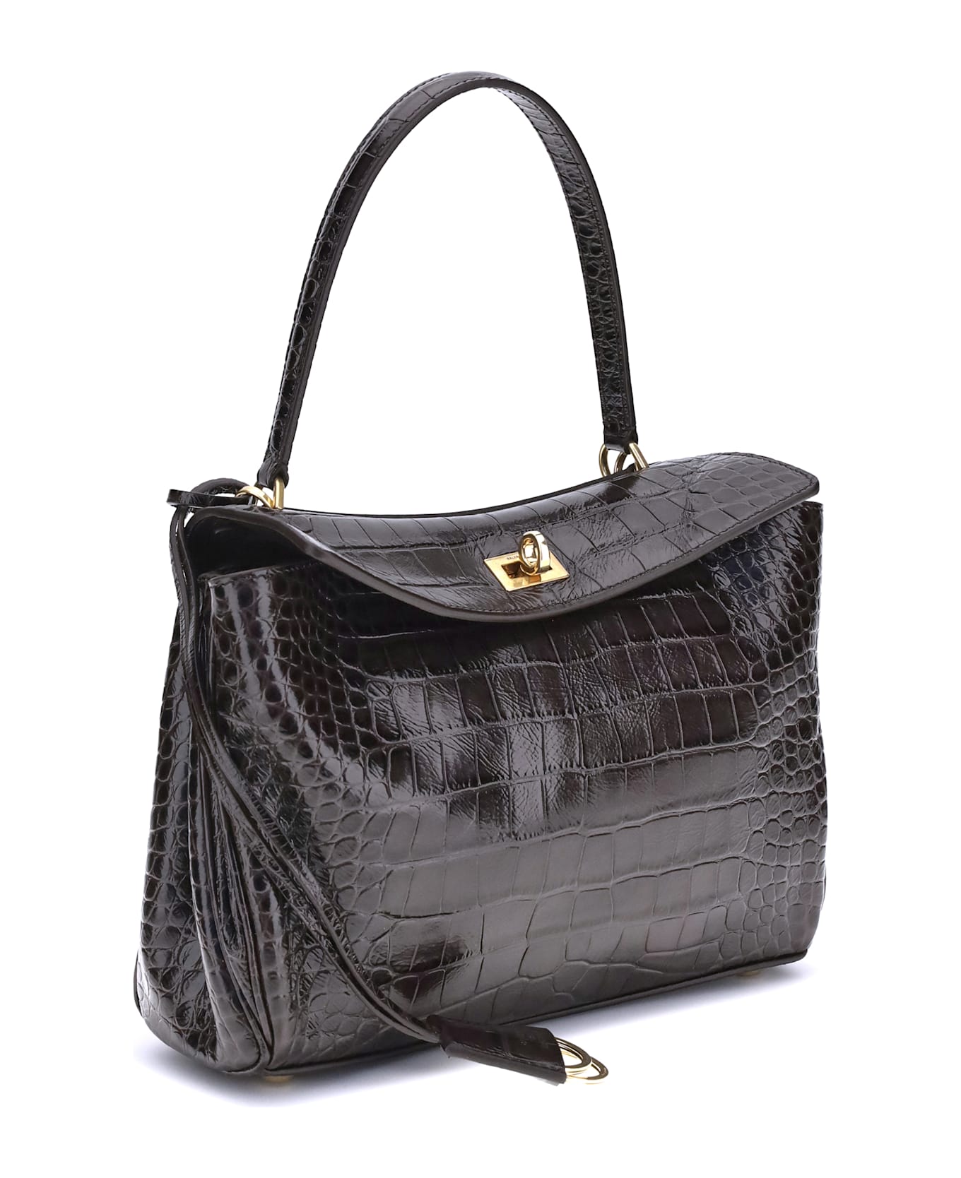 Balenciaga Rodeo Shoulder Bag In Crocodile-print Leather