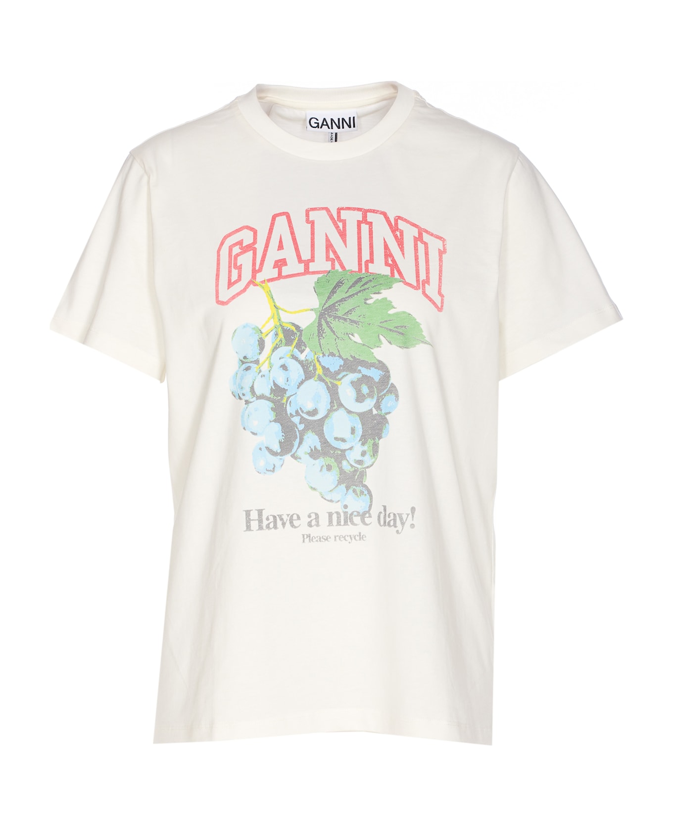 Ganni Grapes Logo T-shirt - EGRET