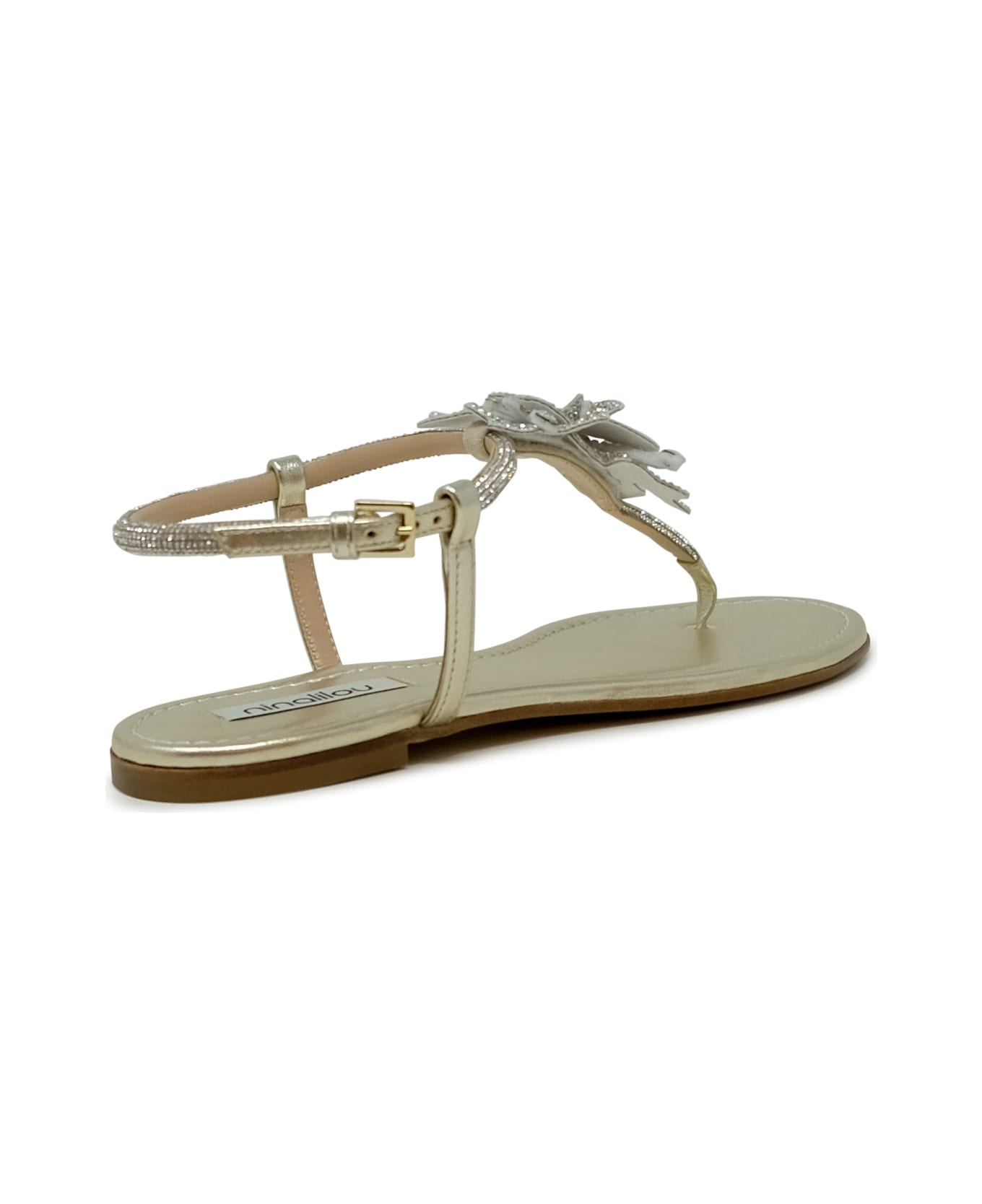 Ninalilou Nappa Flat Sandal - PLATINUM