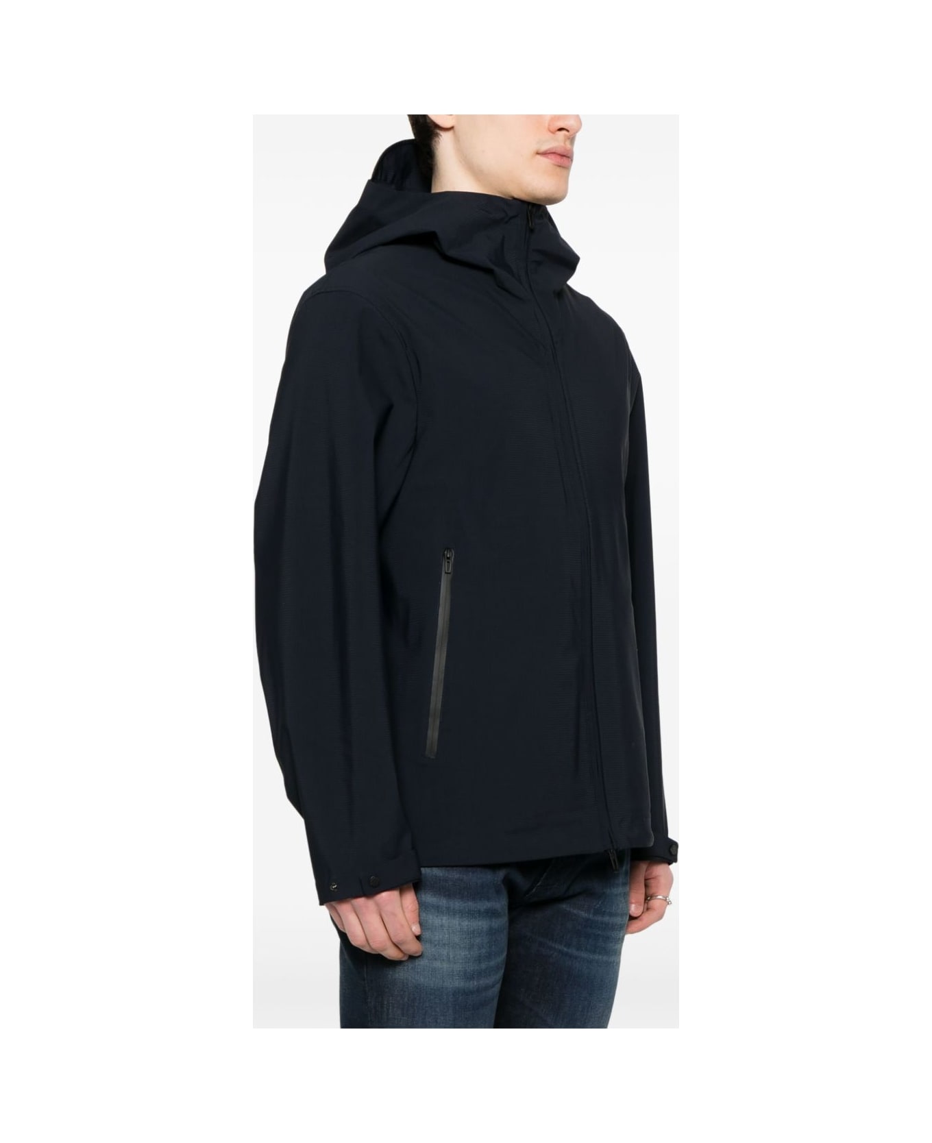 Emporio Armani Nylon Hooded Jacket - Blue