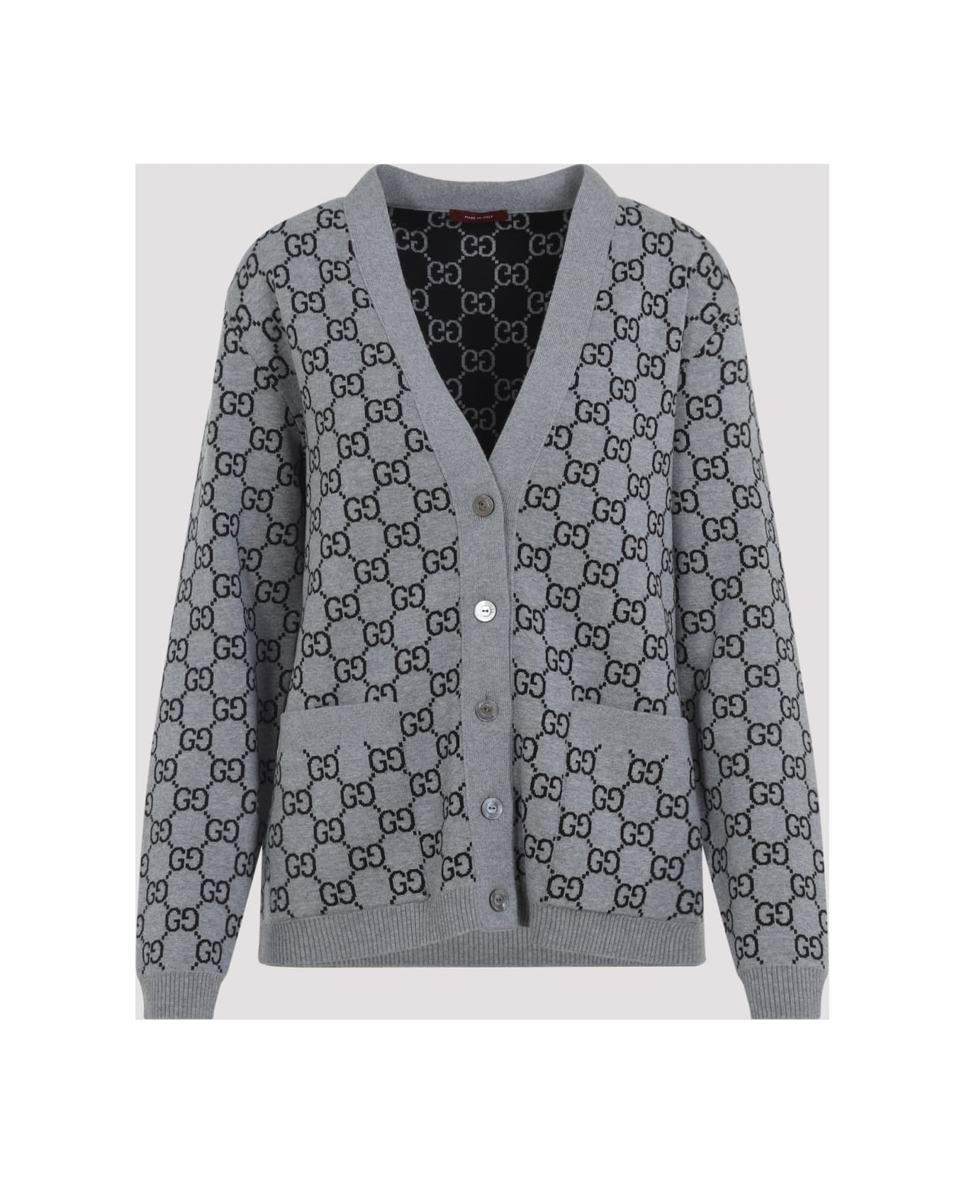 Gucci Gg Knit Cardigan - Smoke Grey Black