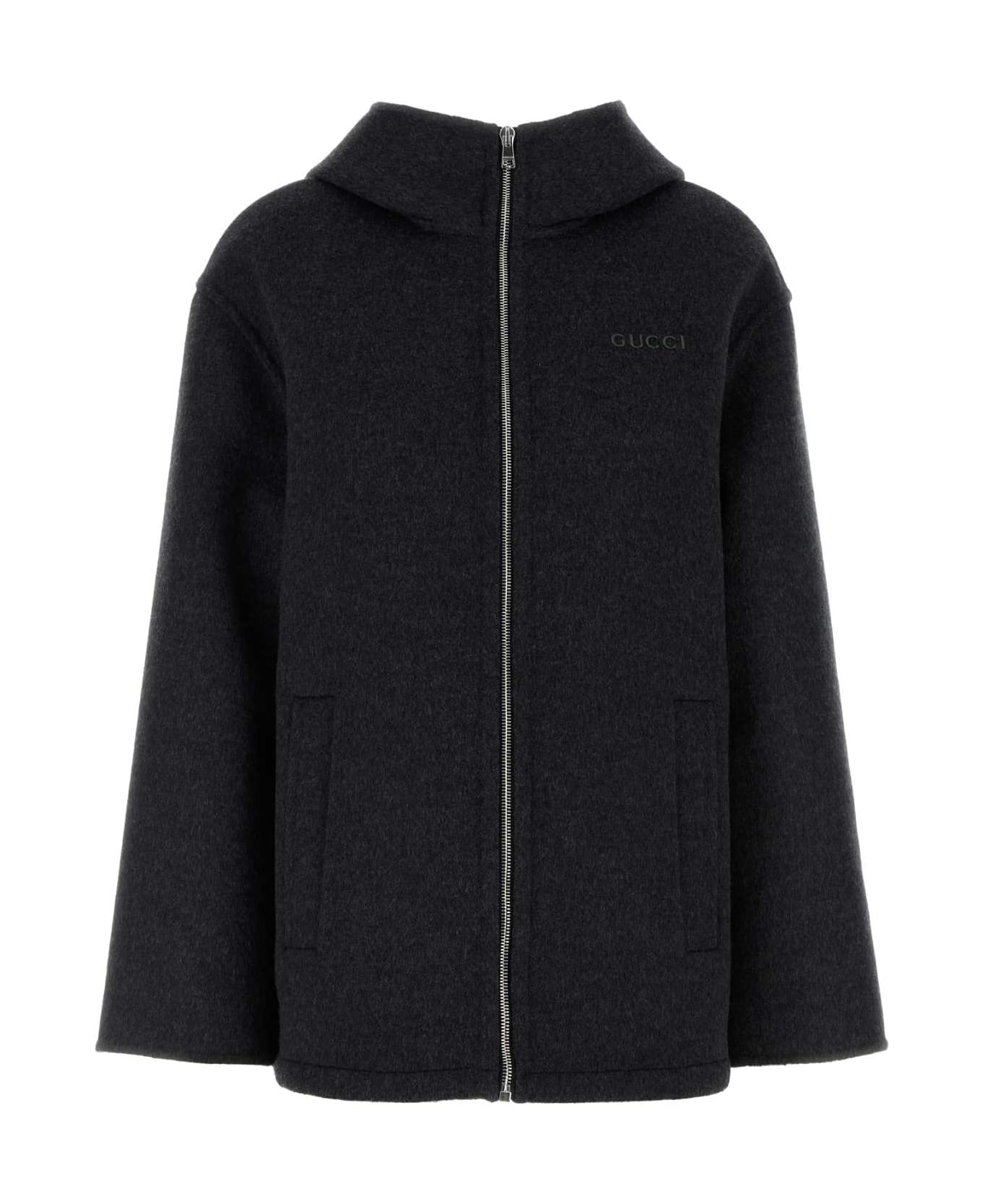 Gucci Dark Grey Wool Blend Jacket - DARKGREYLIGHTGREY