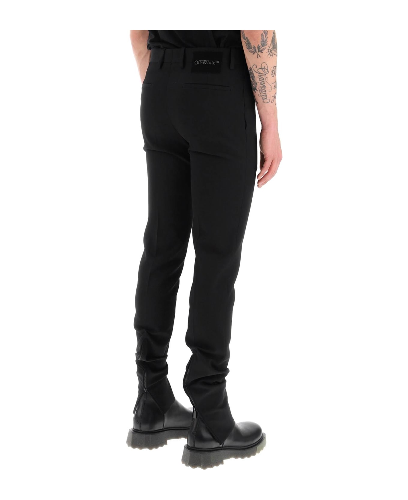 Off-White Slim Tailored Pants With Zippered Ankle - Nero