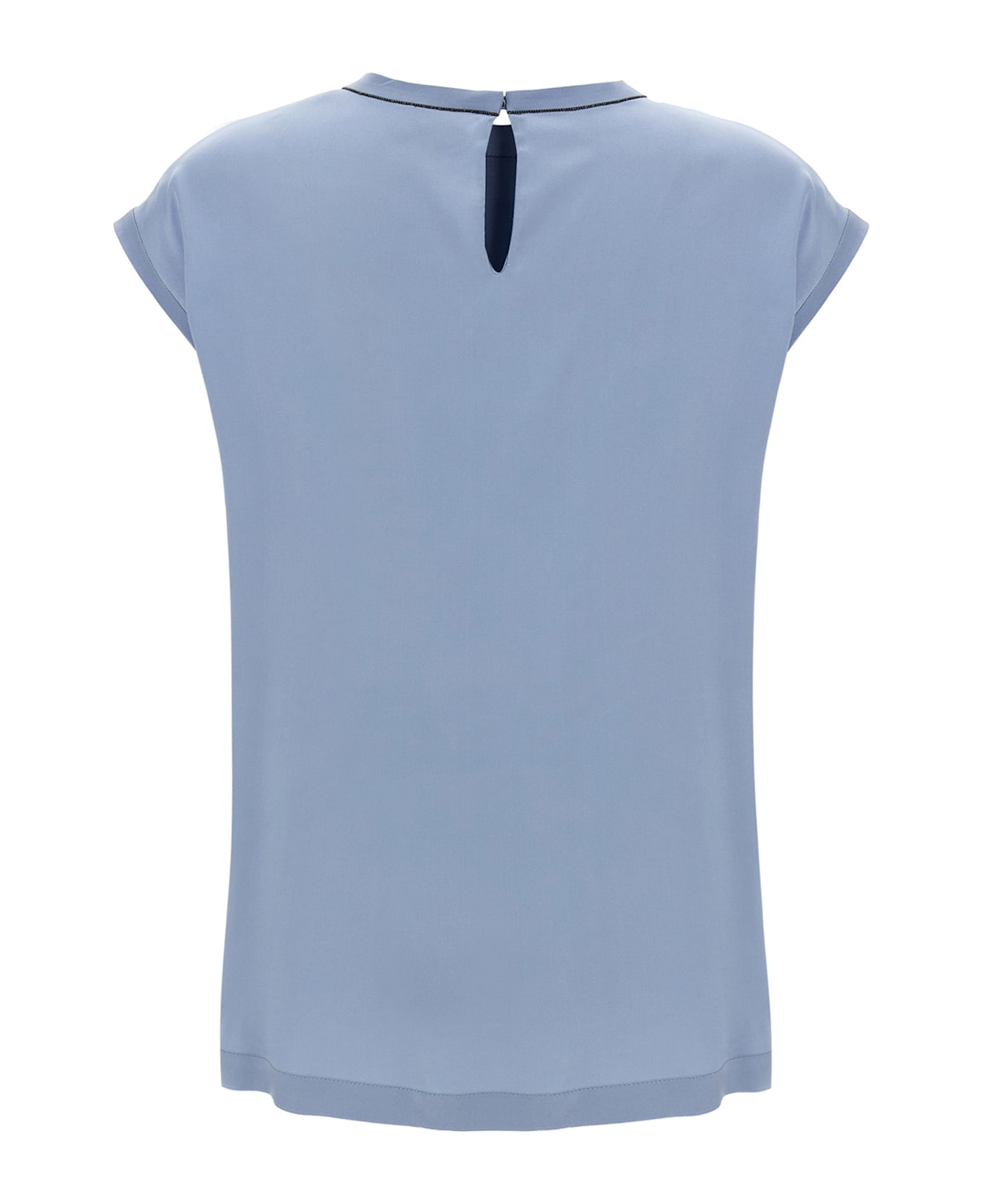 Brunello Cucinelli Satin T-shirt - Light Blue