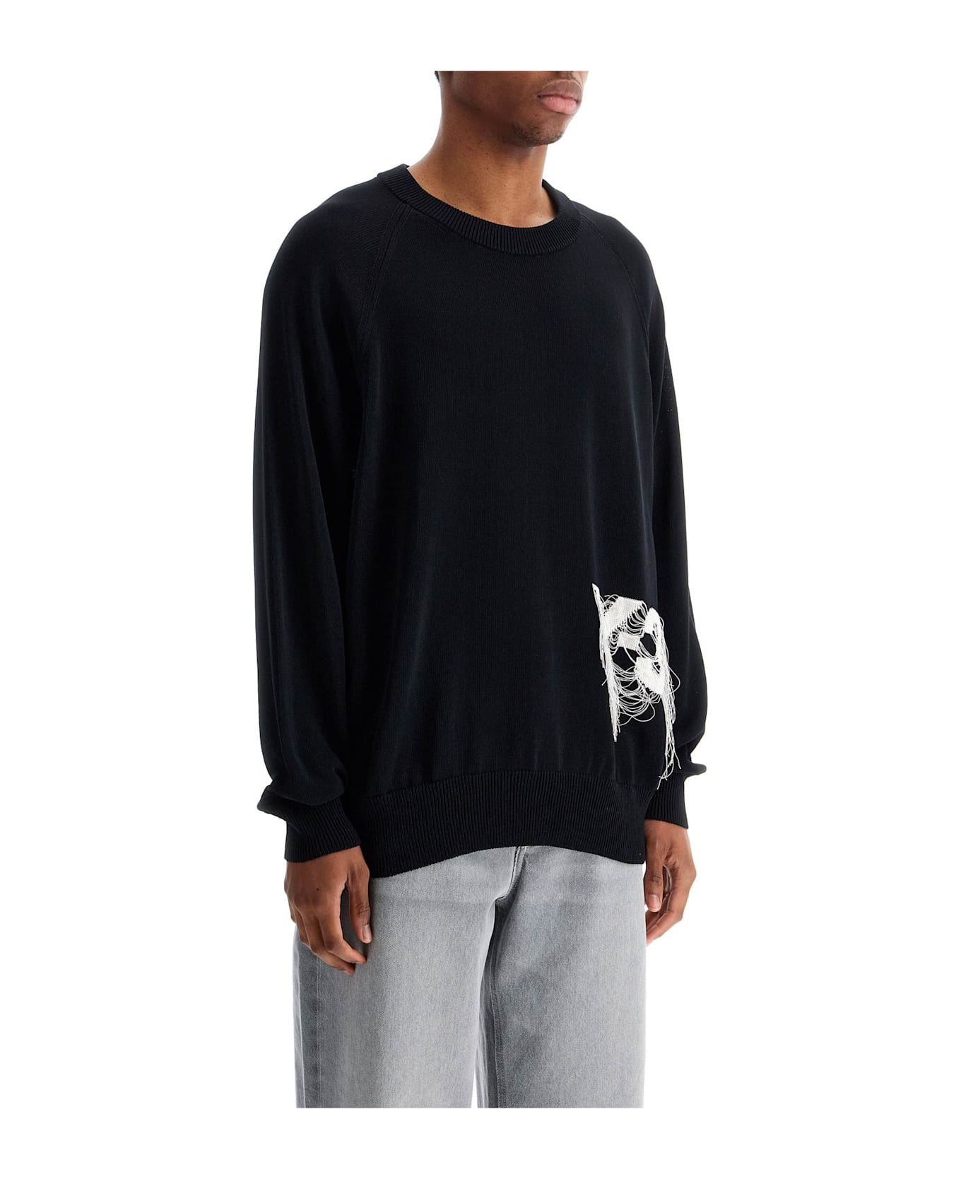 Y-3 Black Recycled Polyester Sweater With Embroidered Logo - BLACK (Black)