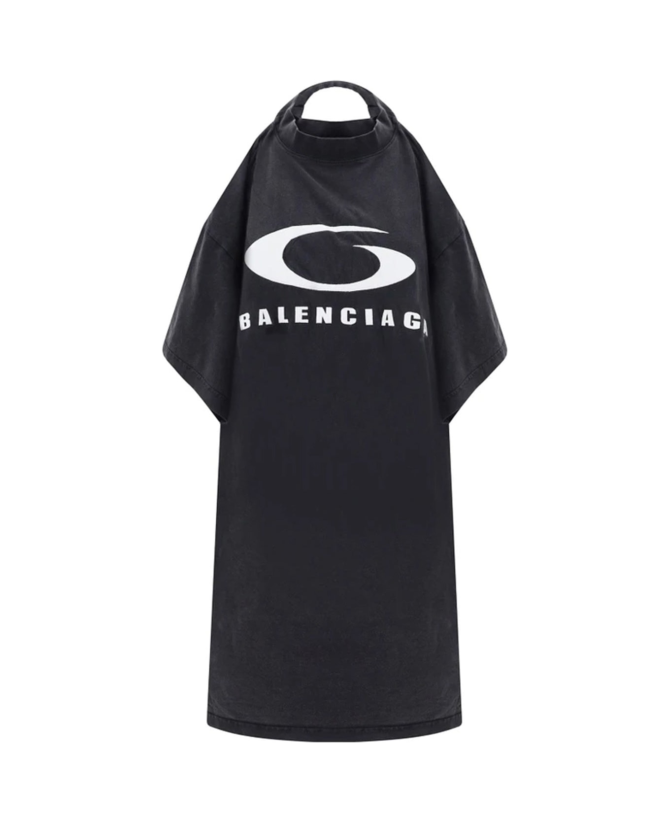 Balenciaga Icon Print T-shirt Dress - Black