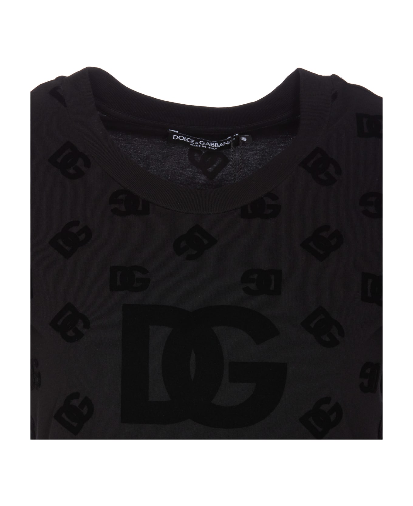 Dolce & Gabbana All-over Logo Flocked Jersey T-shirt - Black Tシャツ