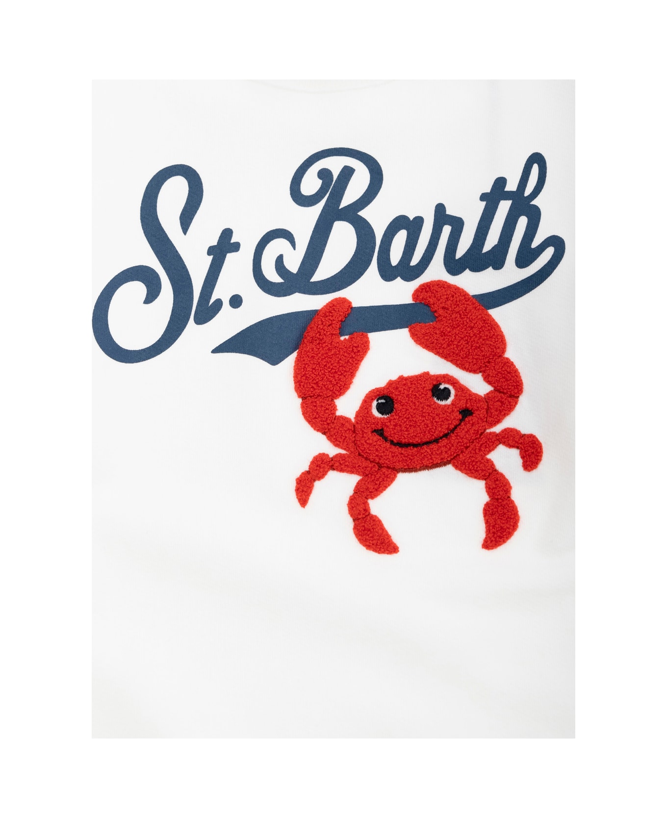 MC2 Saint Barth 
bobby
 White Crewneck Sweatshirt With Maxi Logo Print On The Front And Logo Patch On The Rear In Cotton Boy - White