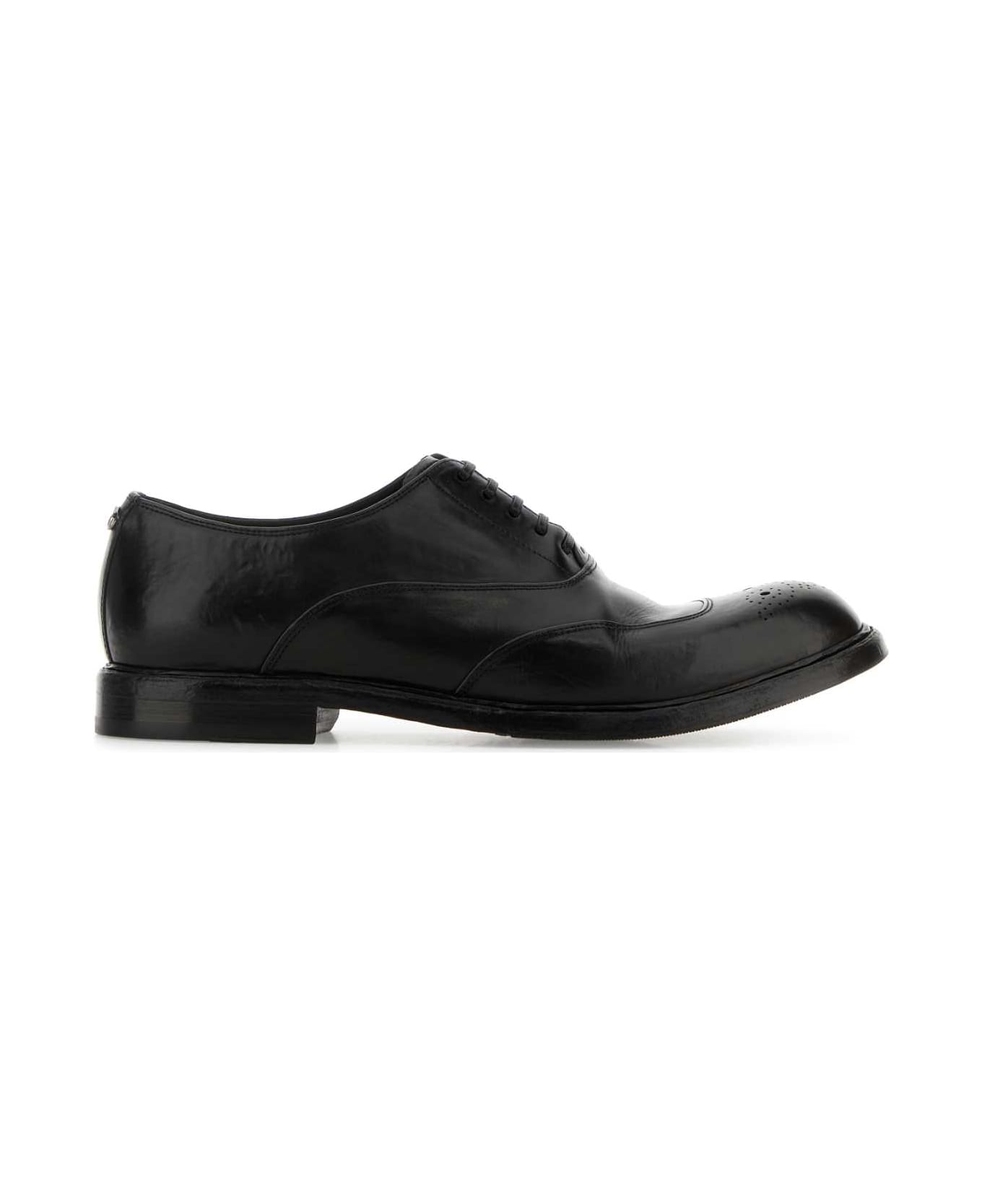 Dolce & Gabbana Black Leather Marsala Lace-up Shoes - NERO