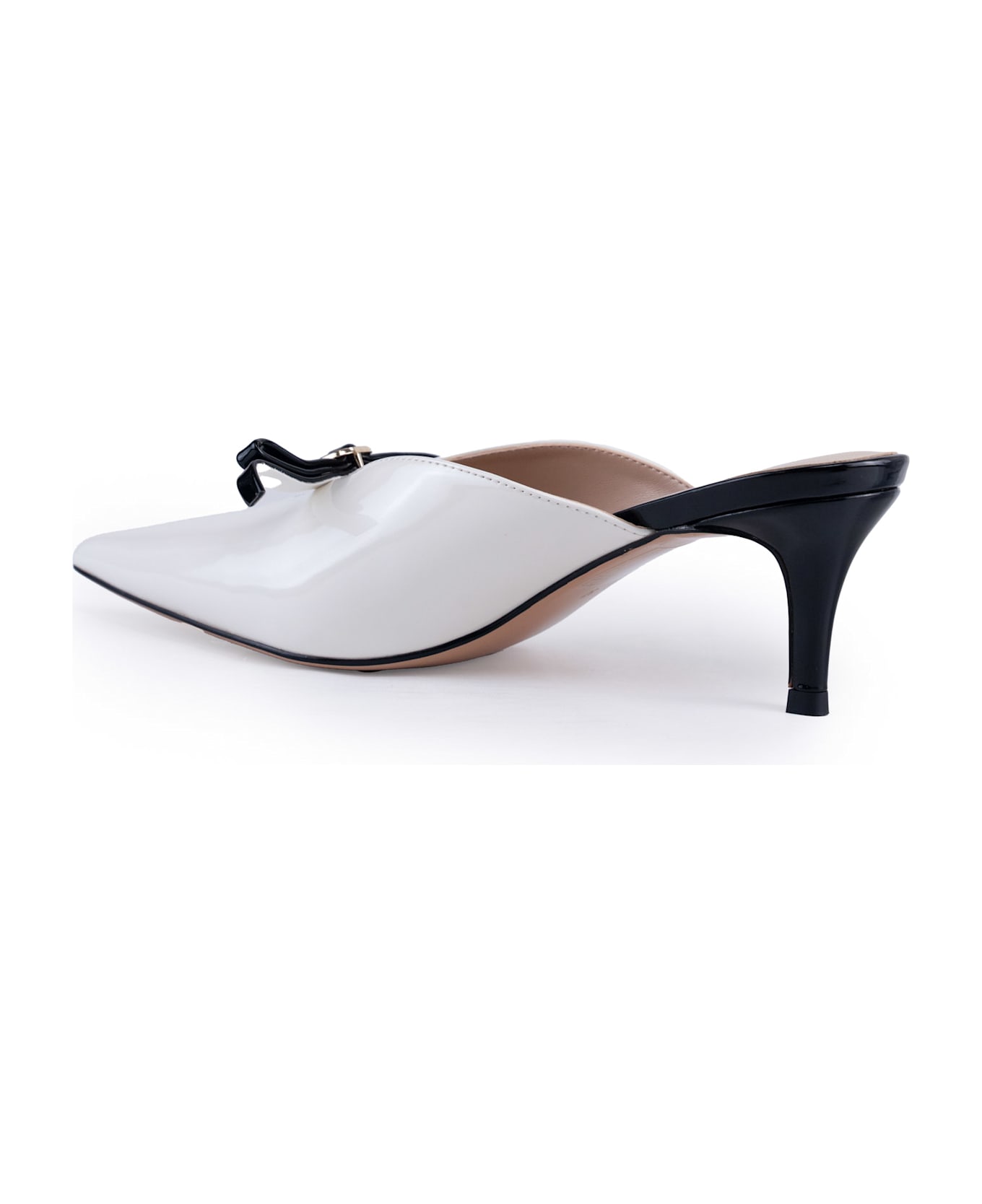 TwinSet Patent Leather Mules - Bic. neve/nero