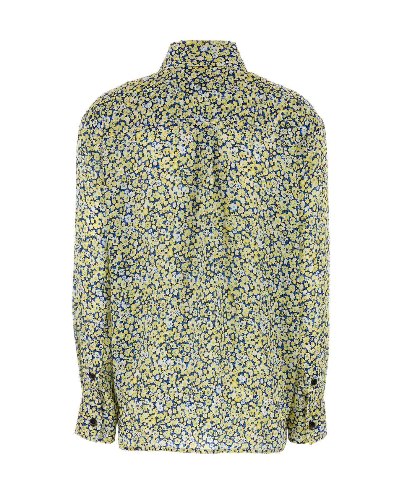 Bottega Veneta Printed Silk Shirt - CHALKPOLLENBLUE