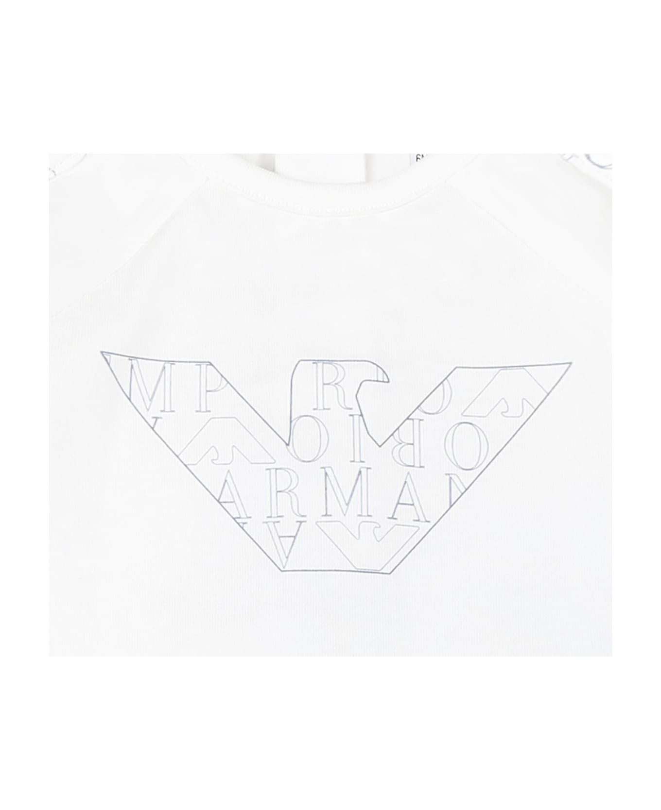 Emporio Armani White Babygrow For Baby Boy With Eagle - White