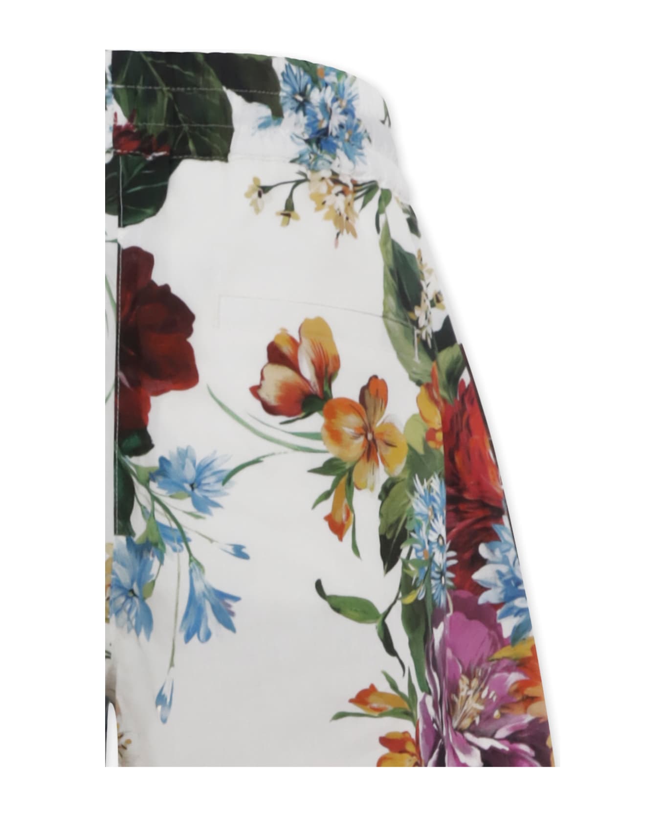 Dolce & Gabbana Ivory Trousers For Girl With Floral Print - Ivory