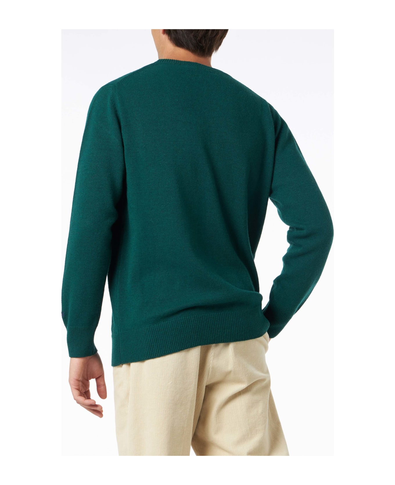 MC2 Saint Barth Man Crewneck Sweater With Courma Mountains Jacquard - GREEN