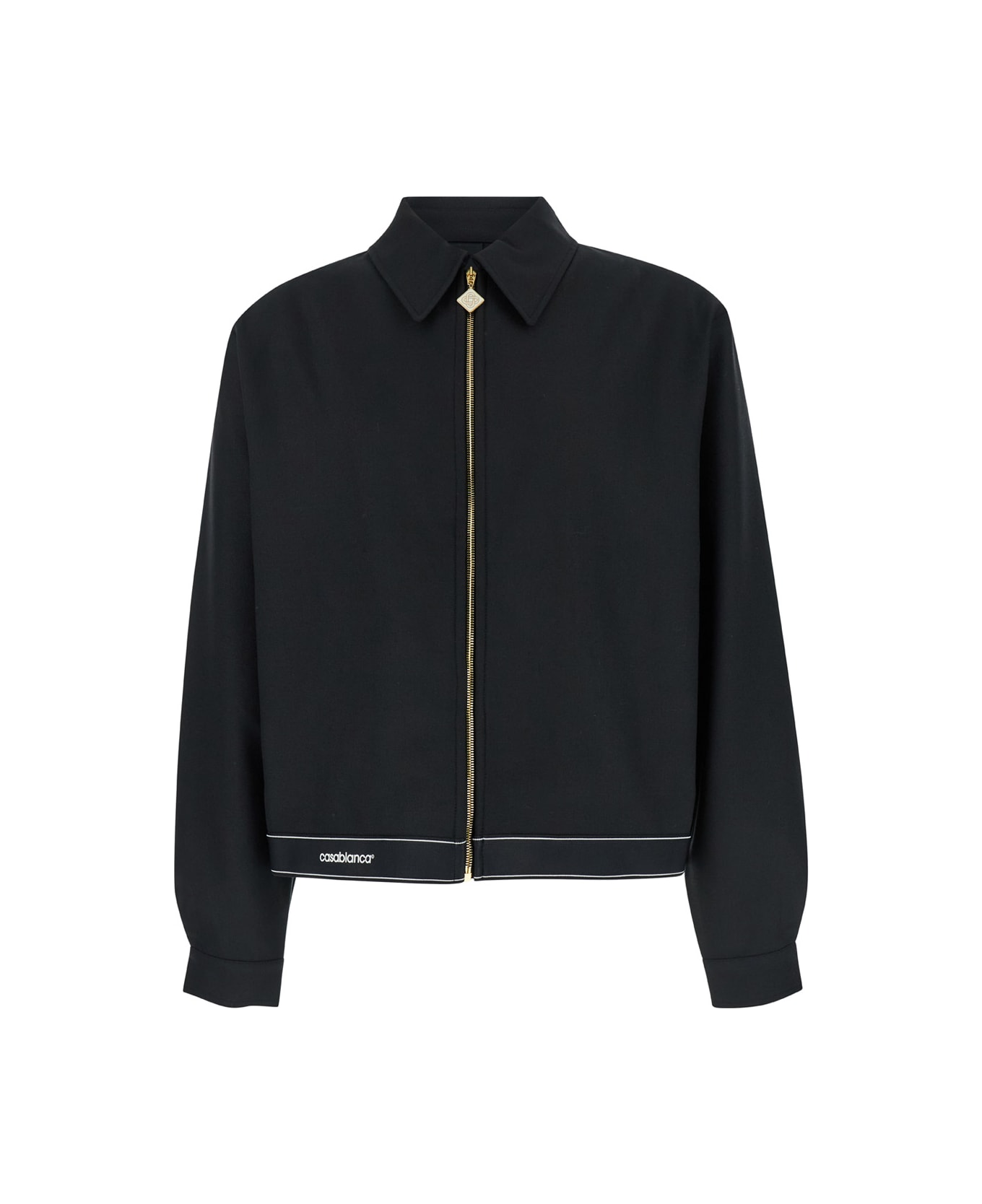 Casablanca Black Jacket With Pointed Collar In Wool Man - Black