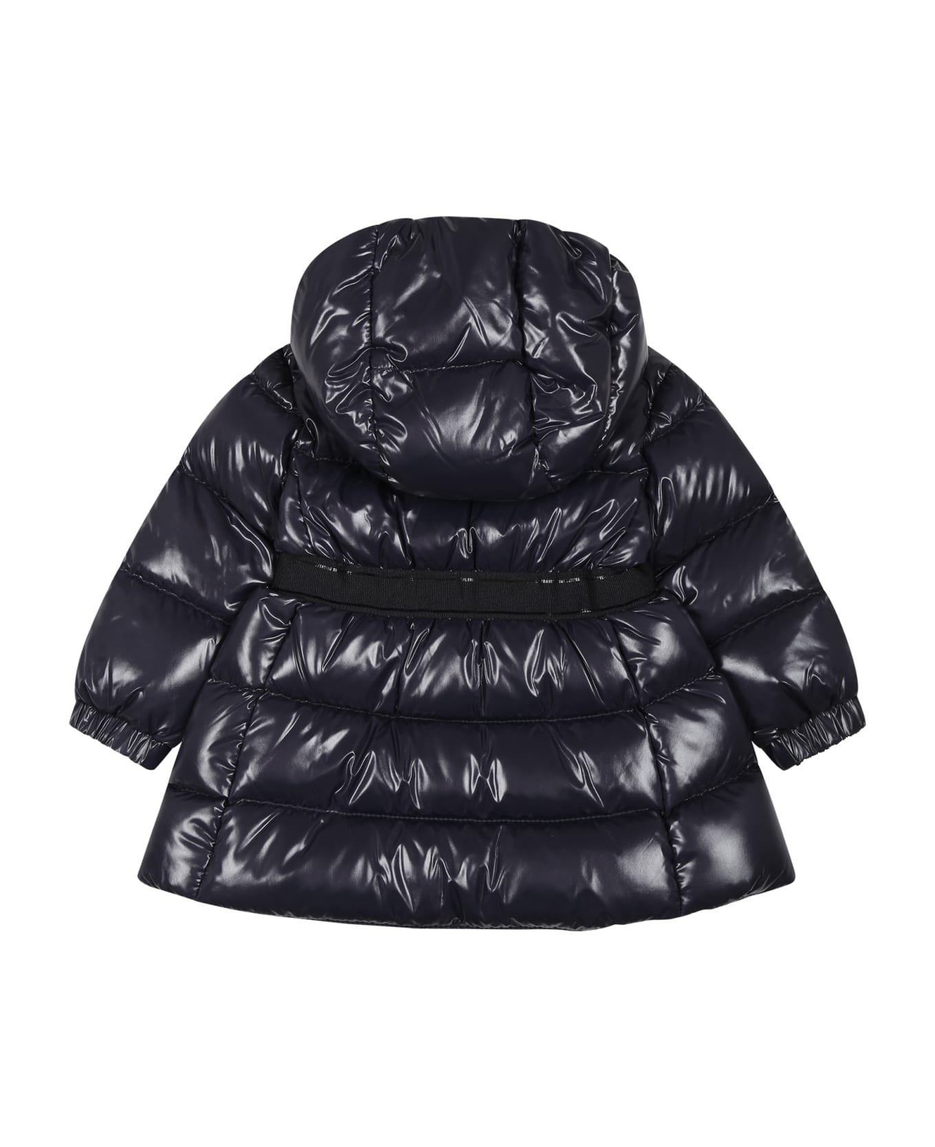 Moncler Bleu Alis Down Jacket For Baby Girl With Logo - Blu コート＆ジャケット