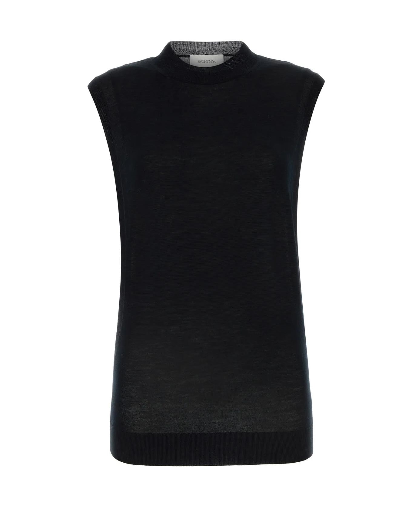 SportMax Black Wool Blend Odissea Top - BLACK