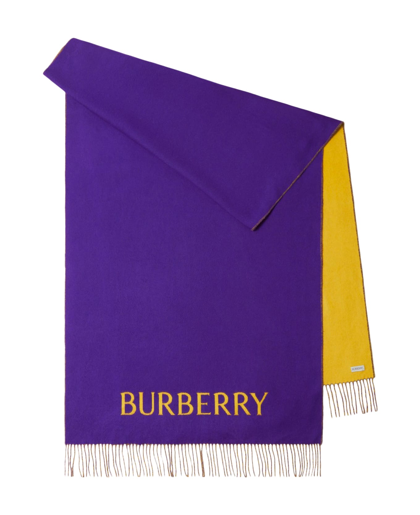 Burberry Logo Embroidered Fringed-edge Scarf - Royal Pear スカーフ＆ストール