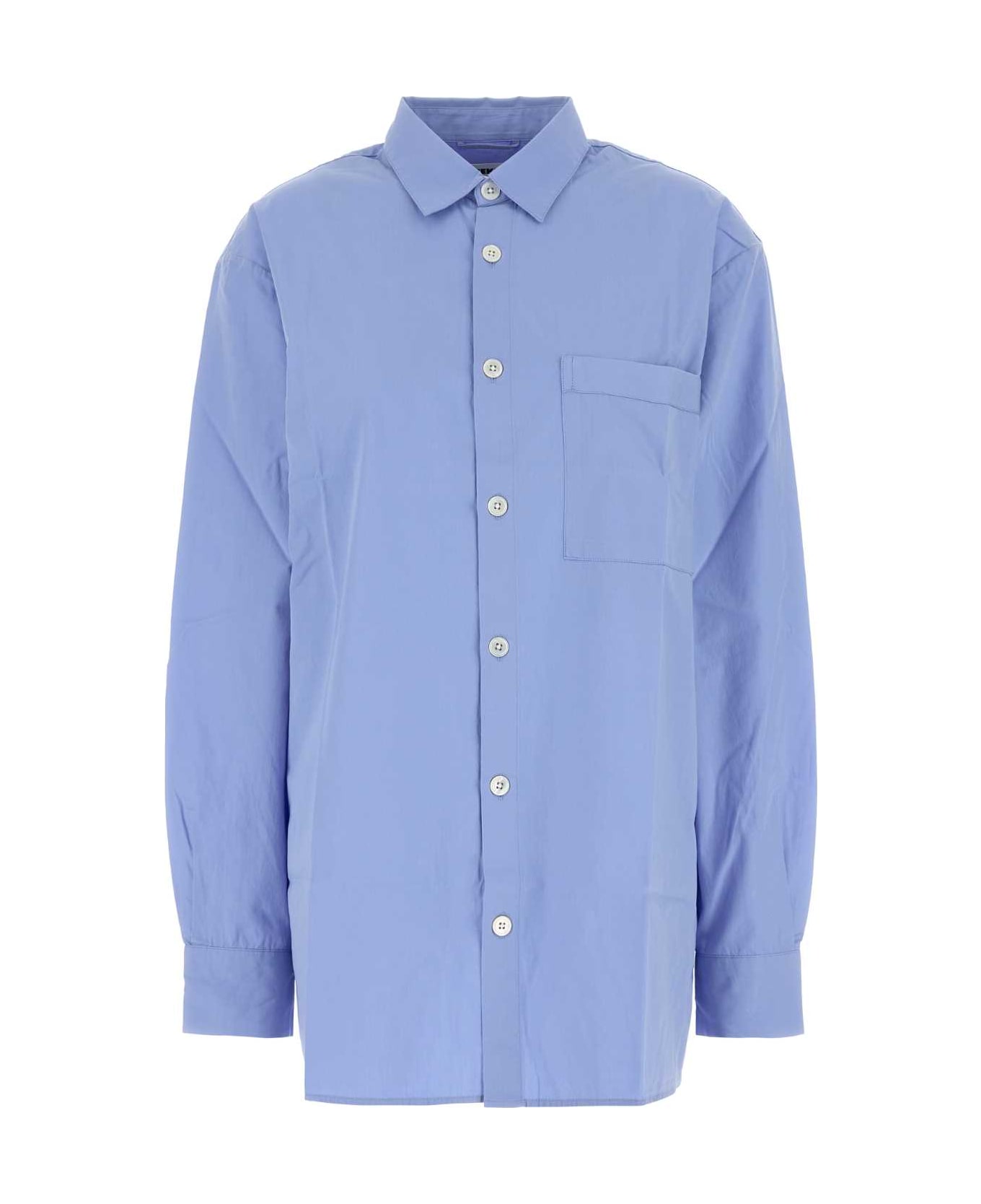 Tekla Cerulean Blue Poplin Oversize Pyjama Shirt - CORNFLOWERBLUE