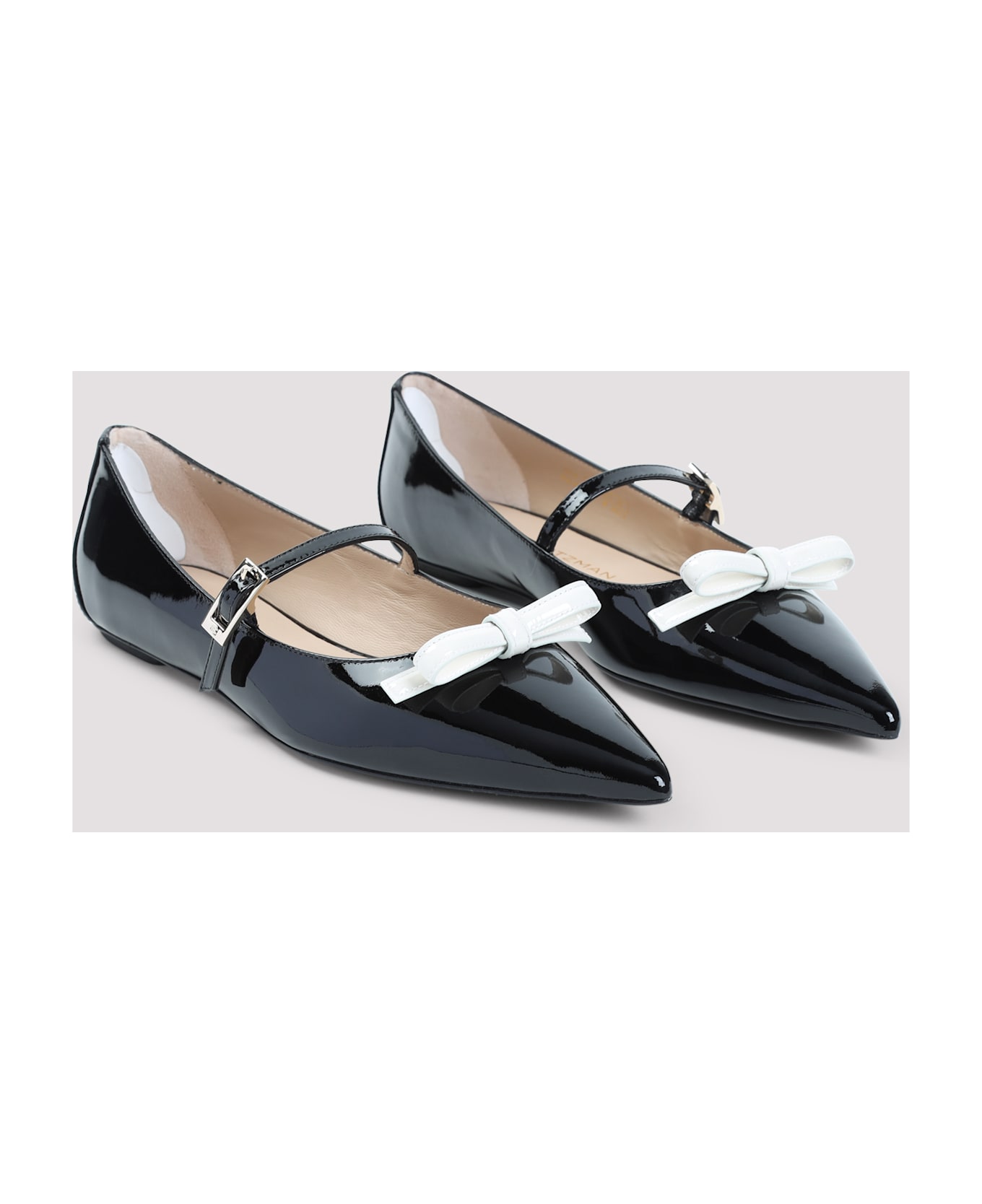 Stuart Weitzman Felicity Bow Ballerinas - R Black Cream
