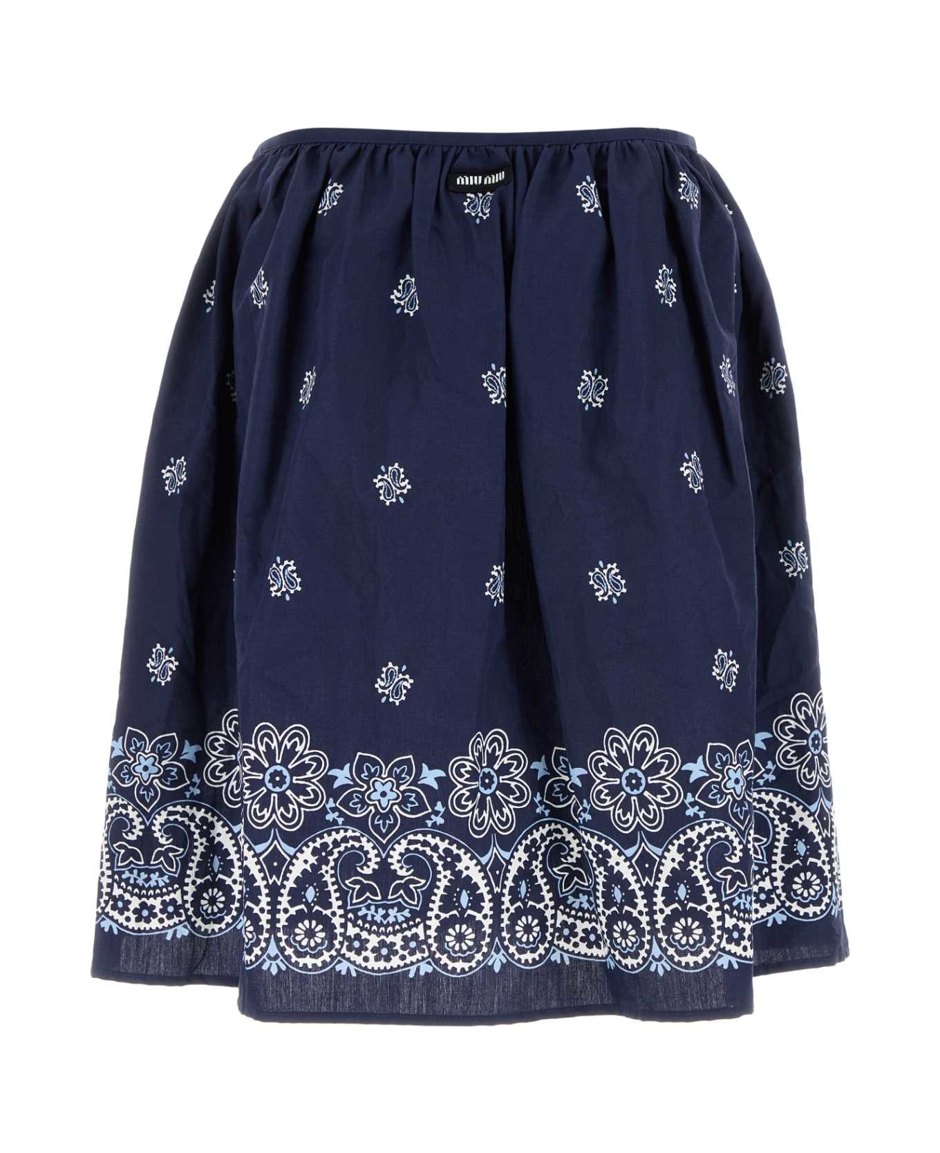 Miu Miu Printed Poplin Skirt - BLUBIANCO