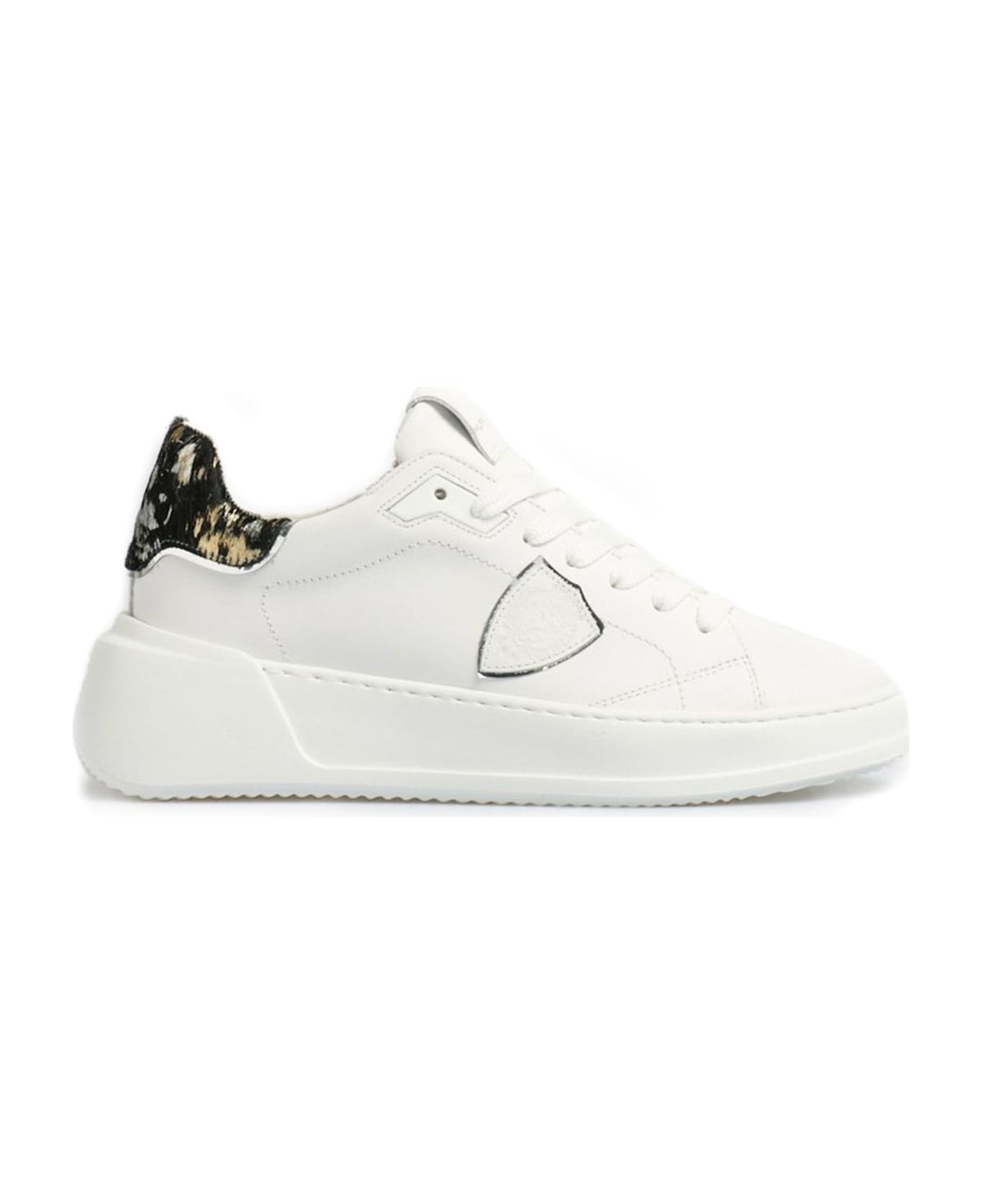 Philippe Model Tres Temple Sneaker White And Animalier - White スニーカー