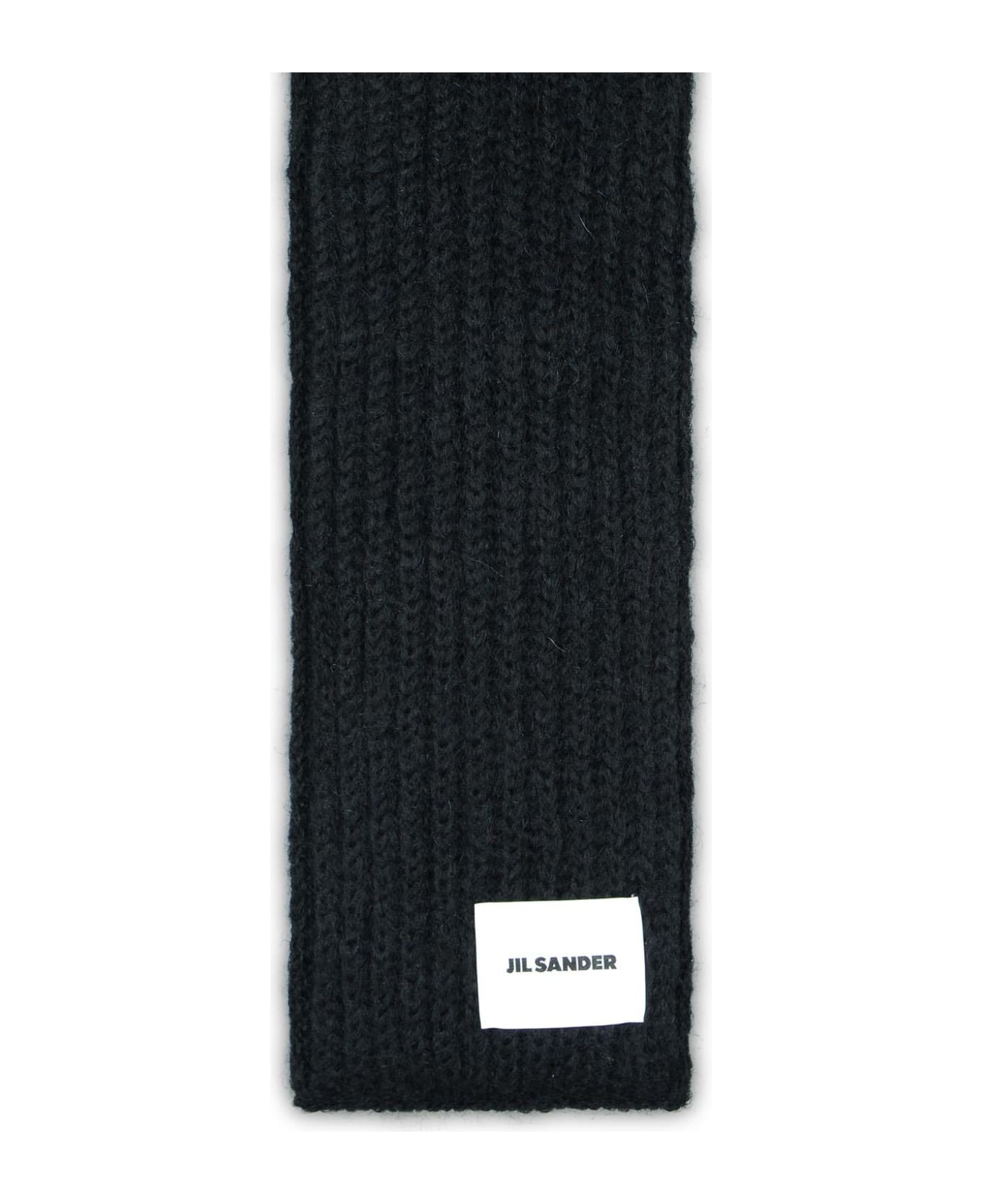 Jil Sander Black Wool Blend Scarf - Black