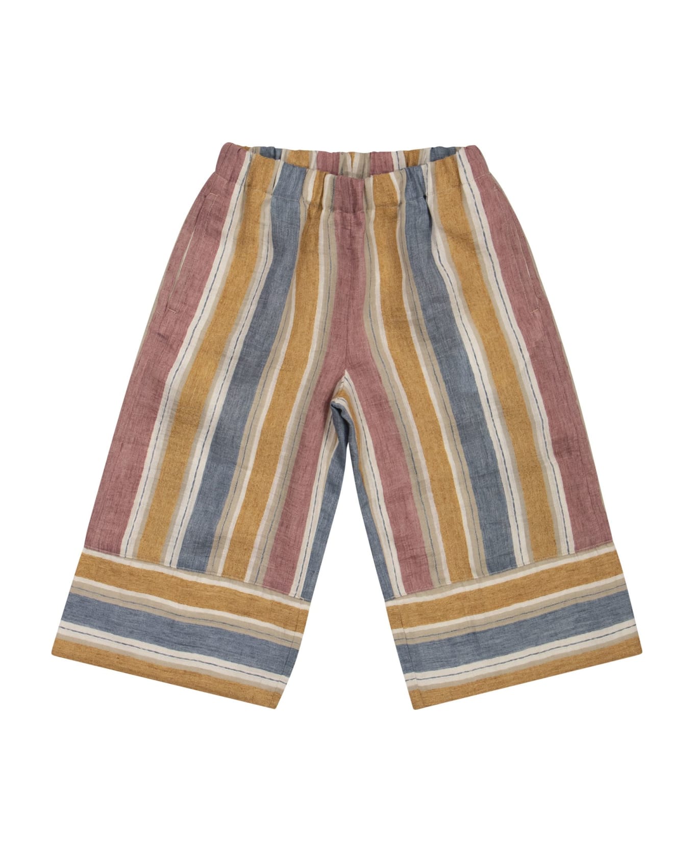 Il Gufo Linen Blend Striped Capri Trousers - Amber