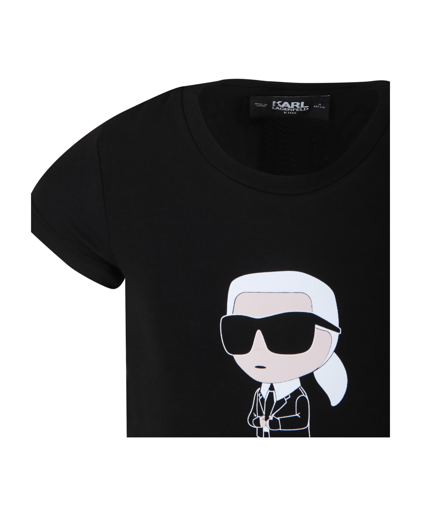 Karl Lagerfeld Kids Black T-shirt For Girl With Karl Lagerfeld Print And Logo - Black