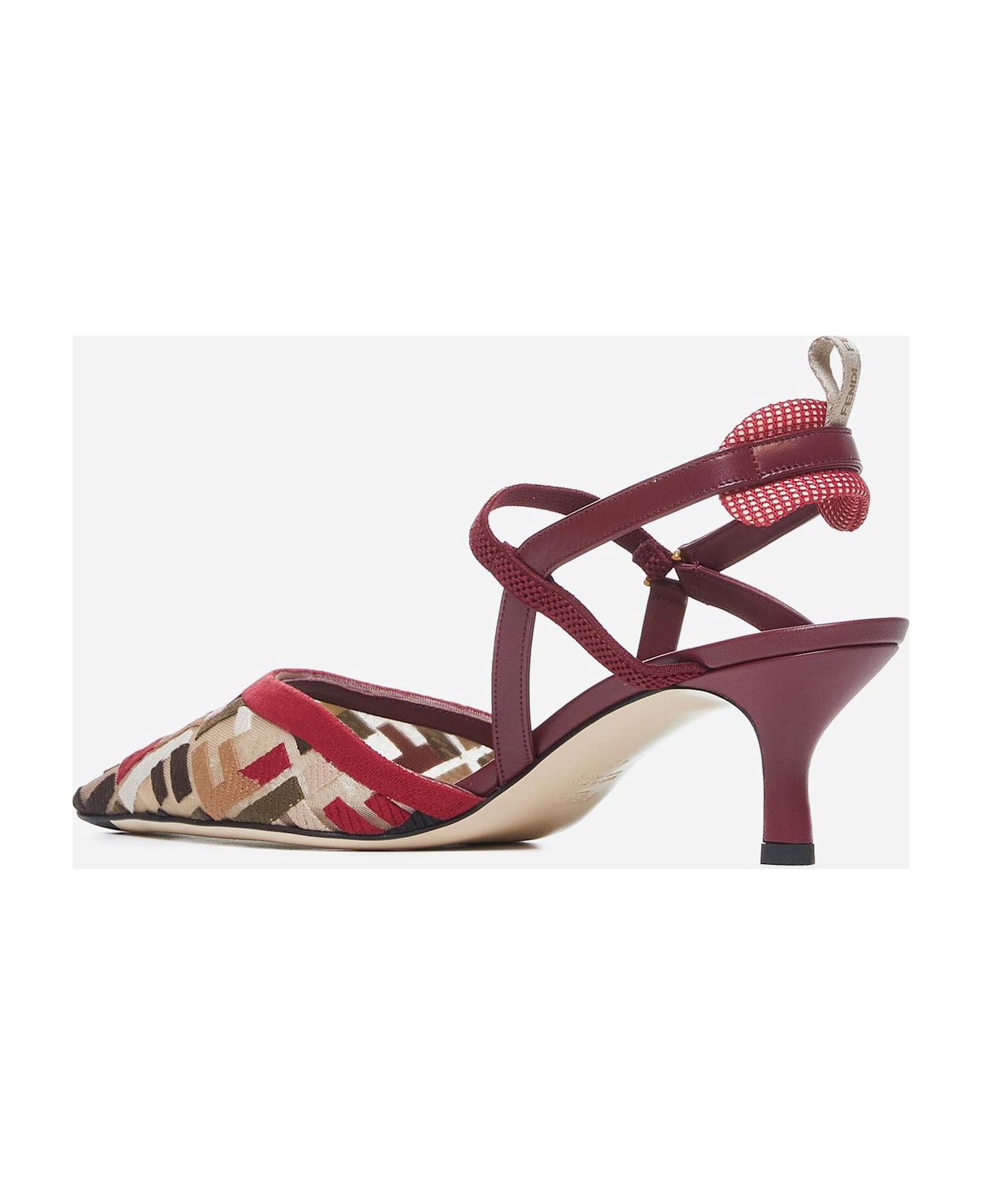 Fendi Colibri
 Lite
 Ff Mesh Slingback Pumps - NUDOMULTICBORDEAUX
