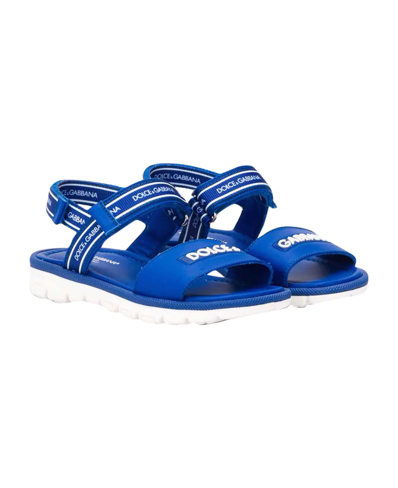 Dolce 
Gabbana Blue Sandals With Logo Dolce&gabbana Kids - Blu/bianco