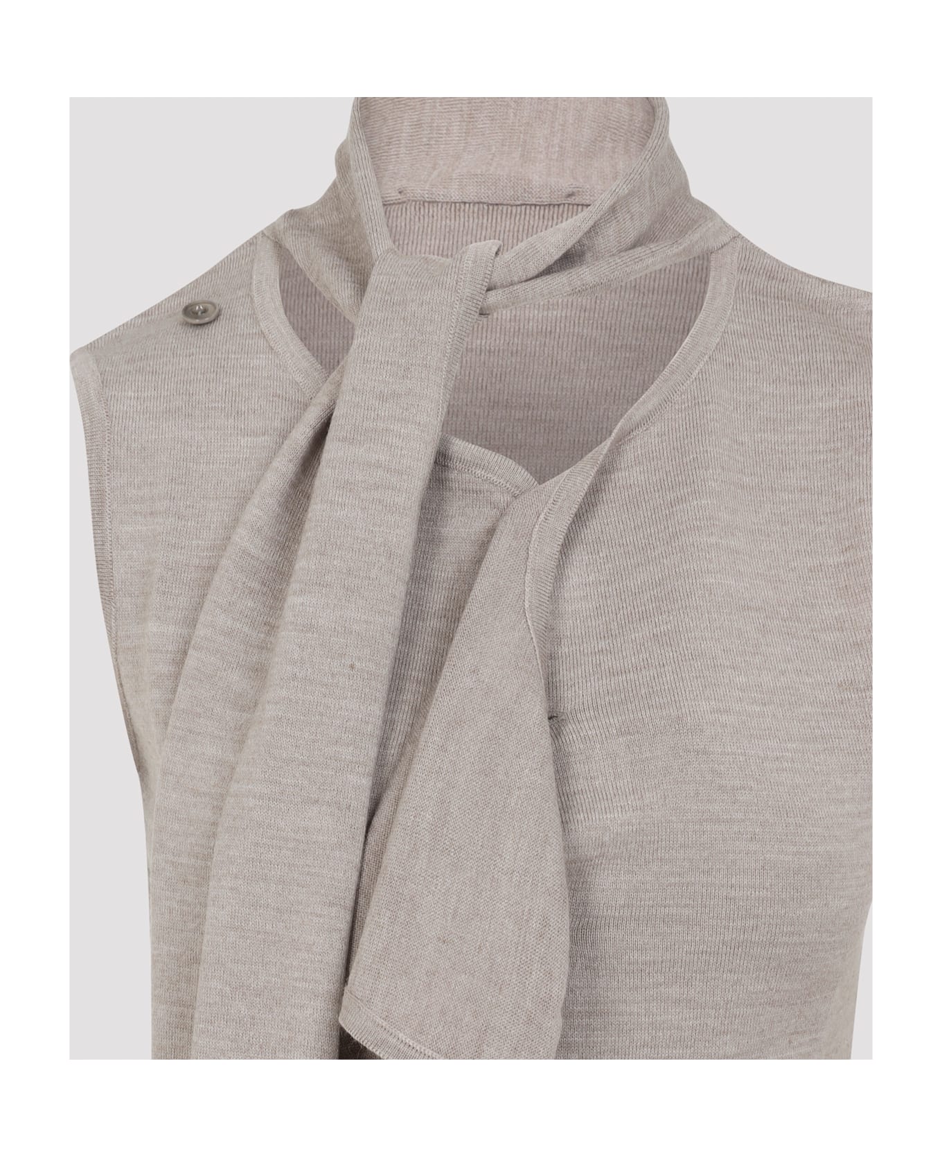 Lemaire Asymmetrical Sleeveless Cardigan - Light Taupe