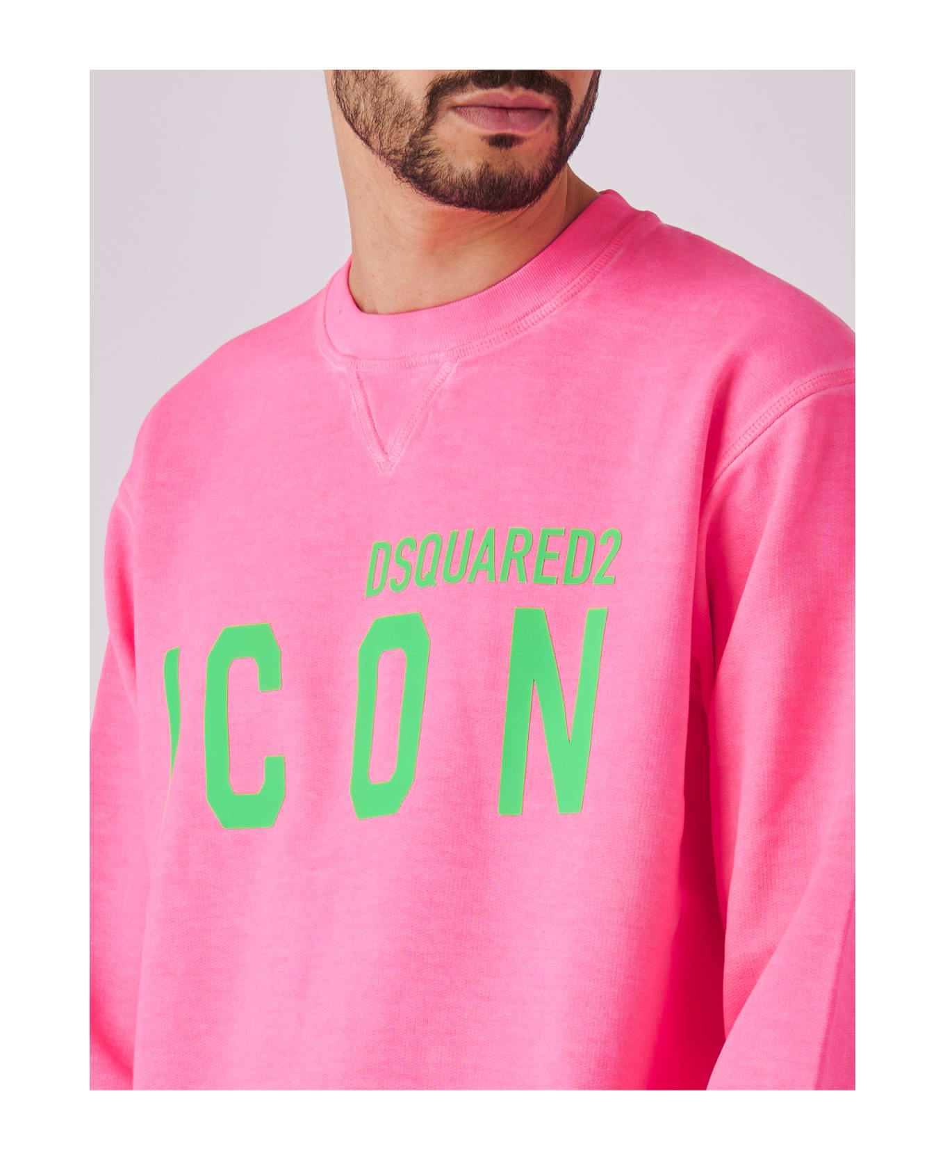 Dsquared2 Be Icon Cool Fit Tee Crewneck Sweatshirt - ROSA FLUO フリース
