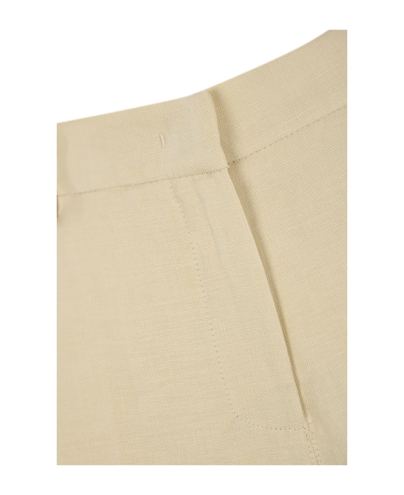 Weekend Max Mara "malizia" Linen Canvas Trousers - Paglia