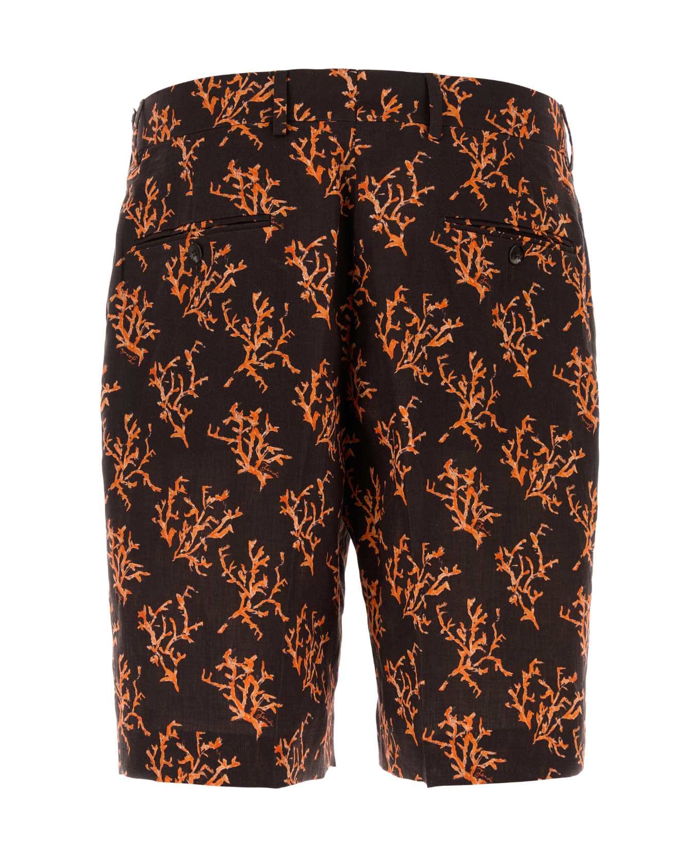 Fendi Printed Linen Bermuda Shorts - MORO+CORAL