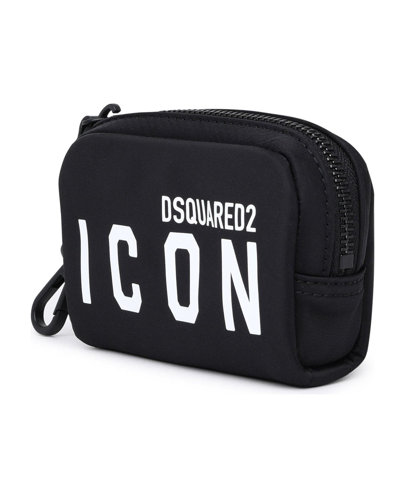 Dsquared2 Logo-printed Zipped Make-up Bag - BLACK