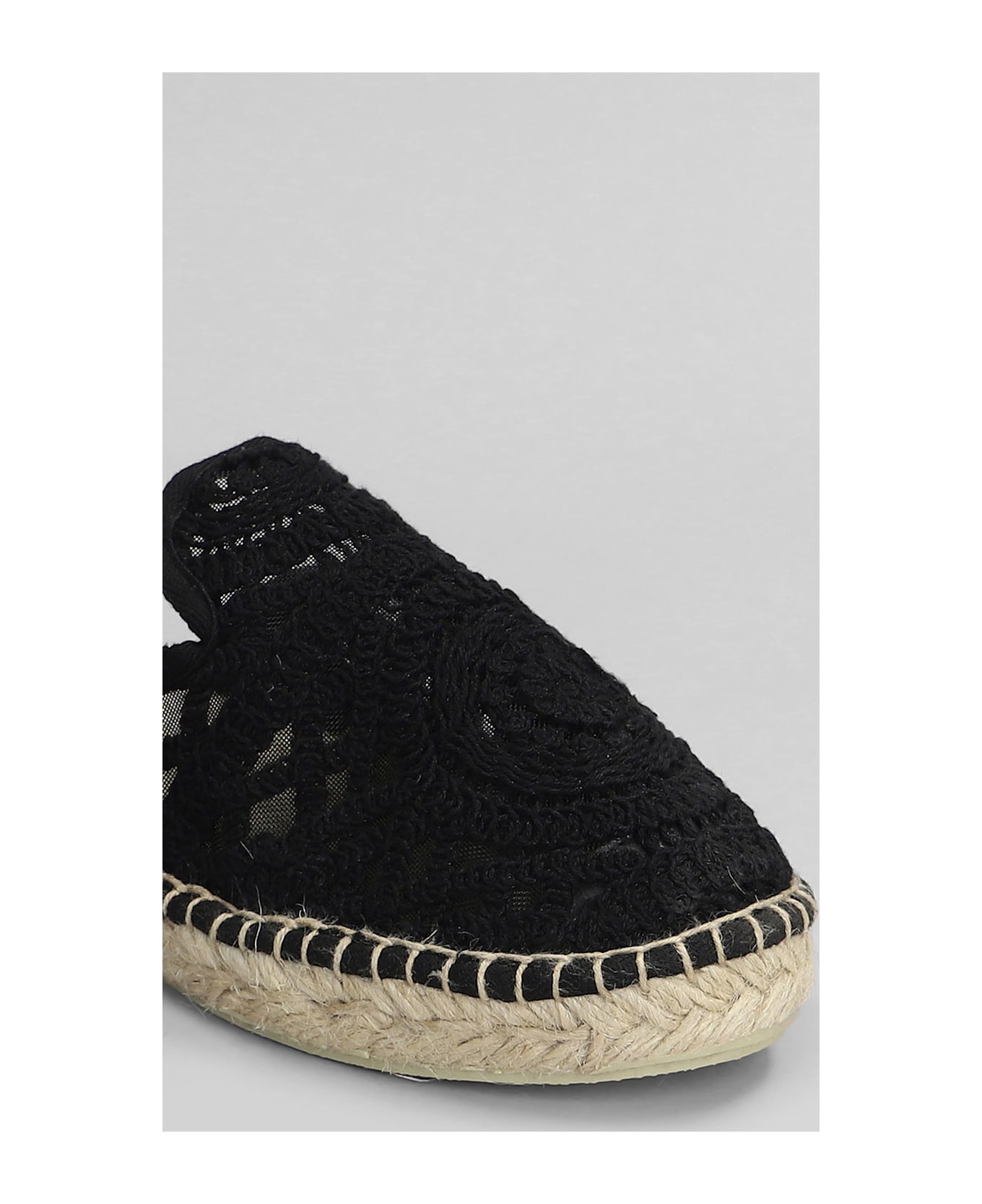 MC2 Saint Barth Isa Macrame Slipper-mule In Black Canvas - black