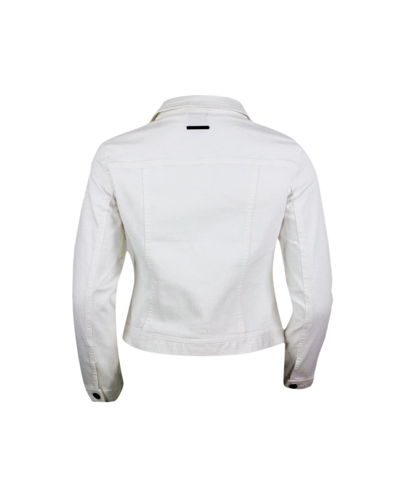 Armani Collezioni Denim Jacket With Patch Pockets On The Chest, Side Welt Pockets And Button Closure - White